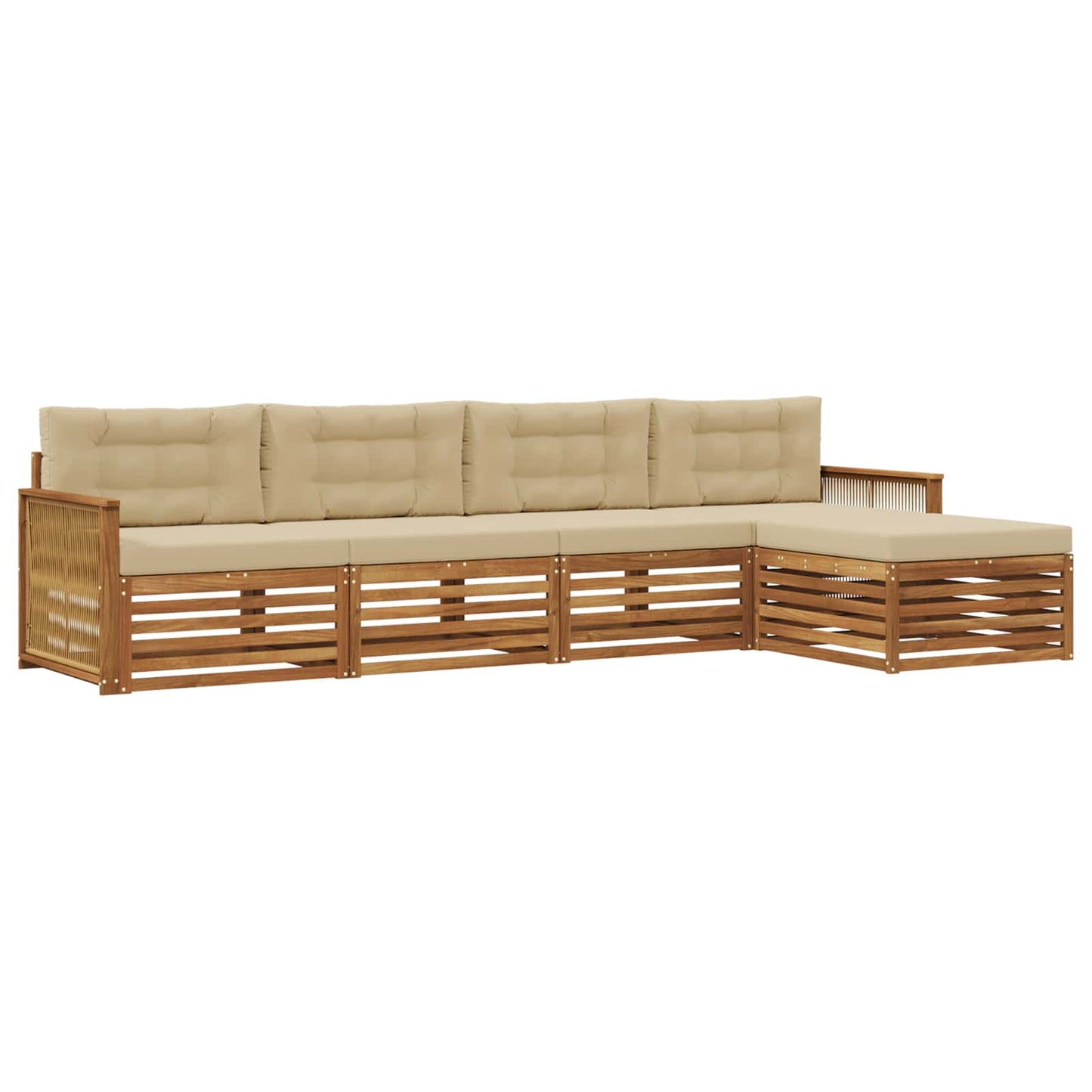 vidaXL Σειρά Καναπέ Εξωτερικού με μαξιλάρι 5 pcs Φυσικό και Μπεζ