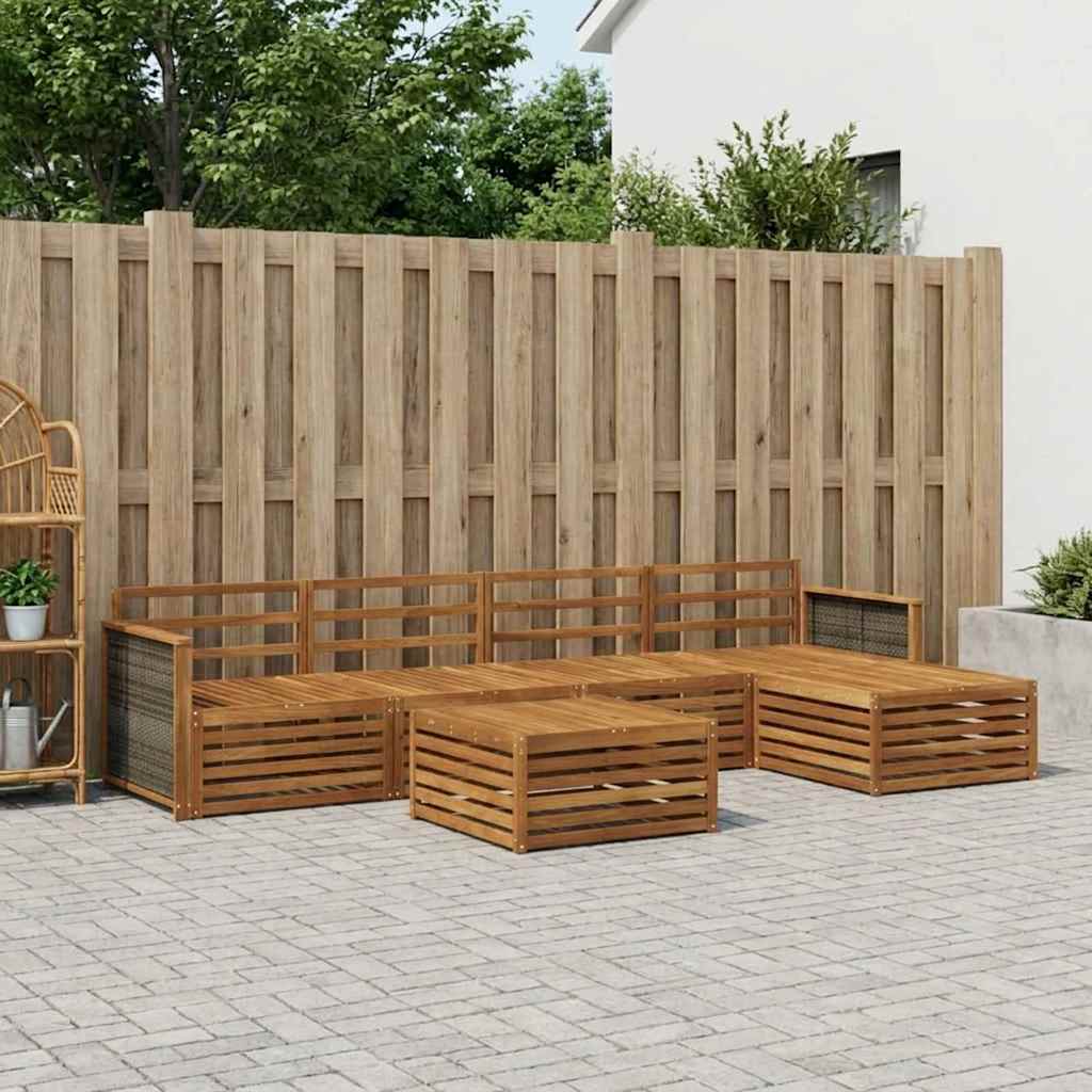 vidaXL Σειρά Καναπέ Εξωτερικού 6 pcs Φυσικό Στερεό Ξύλο Ακακίας