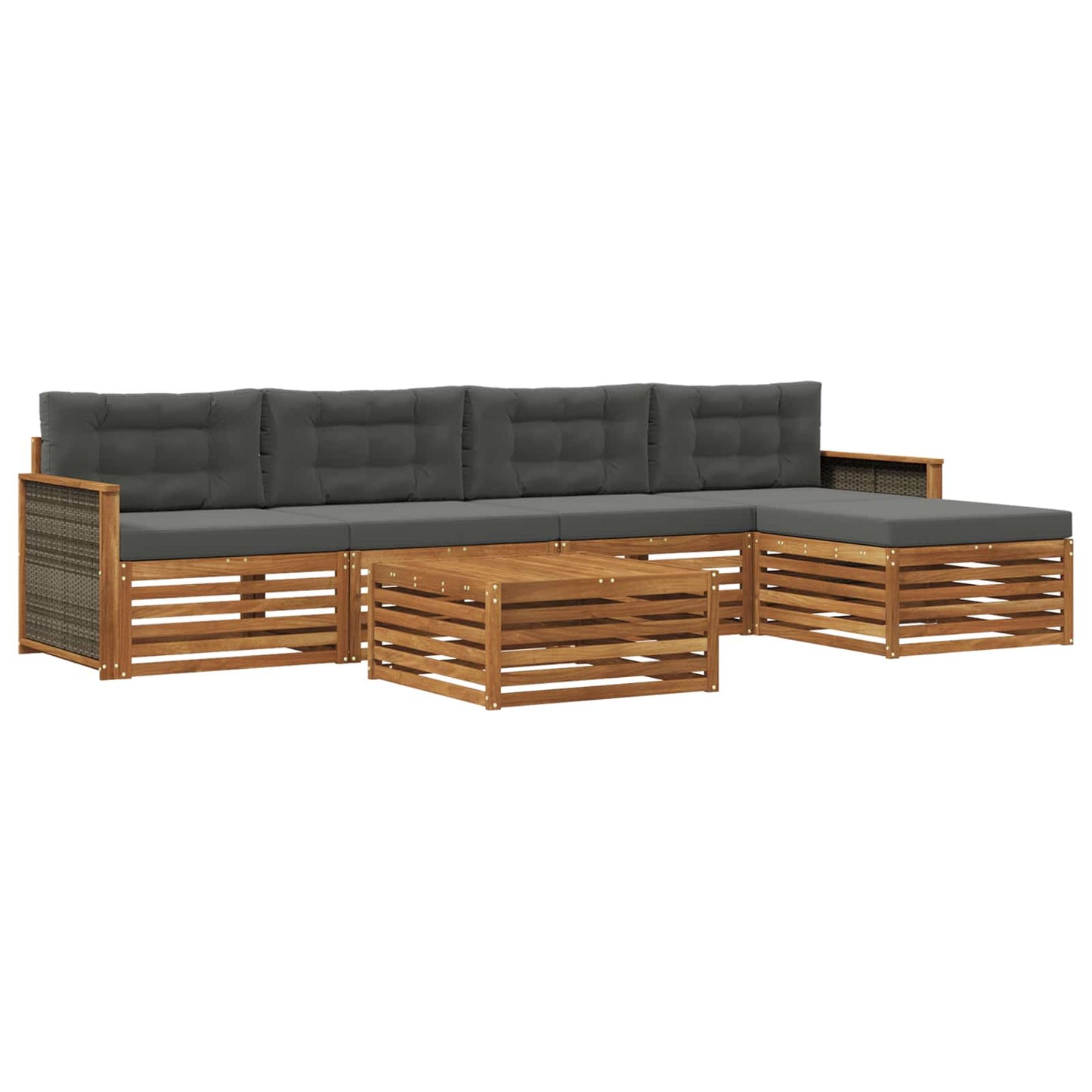 vidaXL Σειρά Καναπέ Εξωτερικού με μαξιλάρι 6 pcs Φυσικό και Ανθρακί