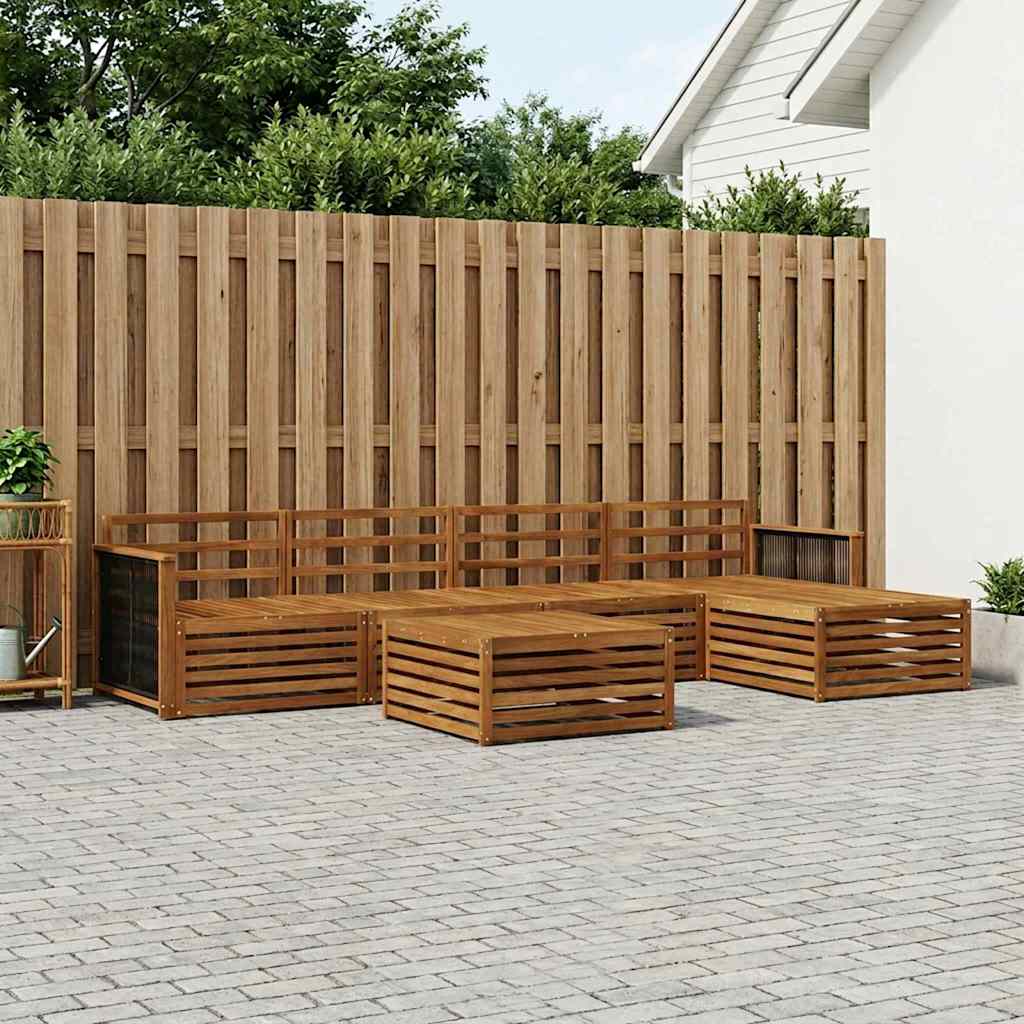 vidaXL Σειρά Καναπέ Εξωτερικού 6 pcs Φυσικό Στερεό Ξύλο Ακακίας