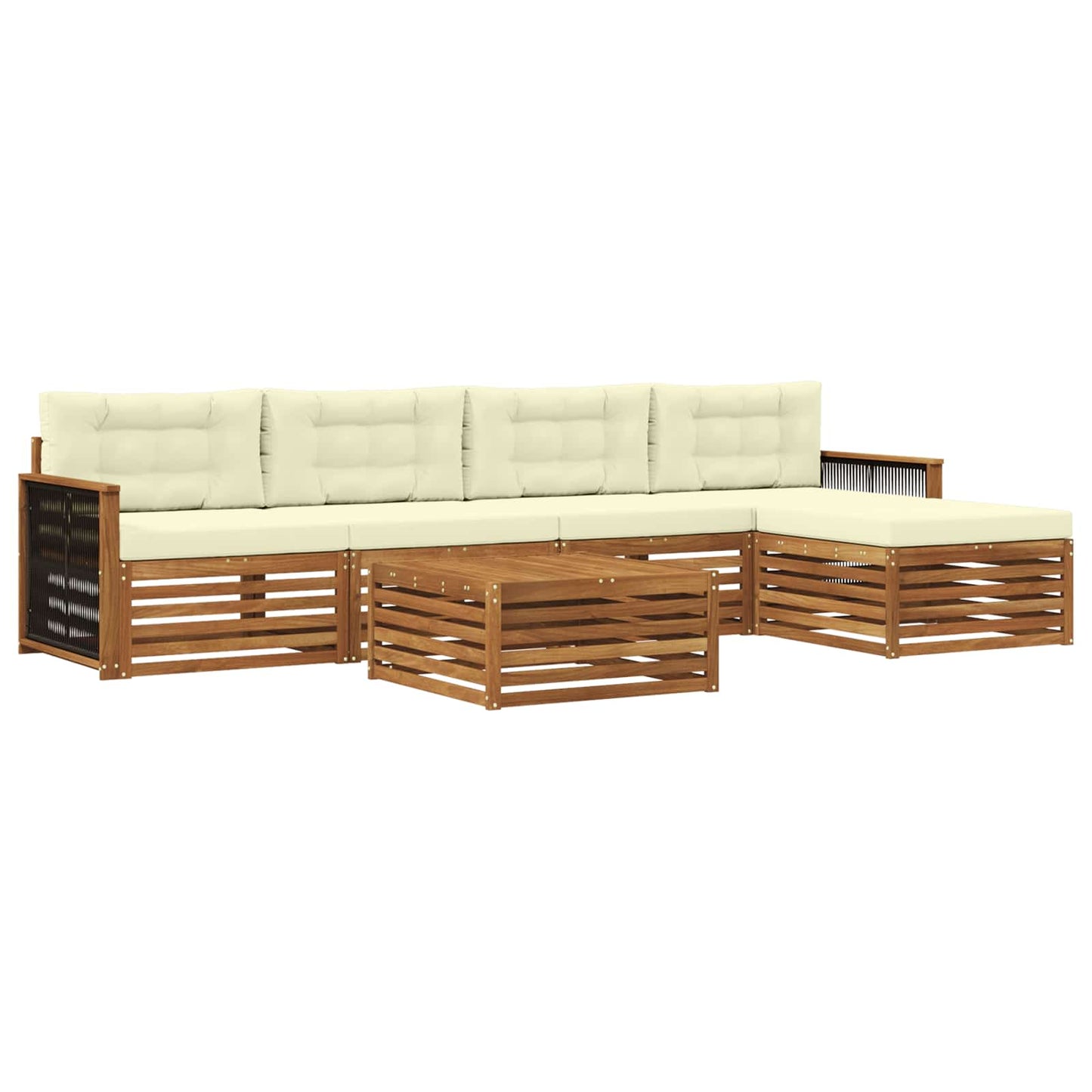 vidaXL Σειρά Καναπέ Εξωτερικού με μαξιλάρι 6 pcs Φυσικό και Κρέμα