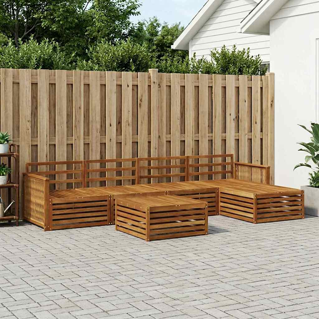 vidaXL Σειρά Καναπέ Εξωτερικού 6 pcs Φυσικό Στερεό Ξύλο Ακακίας