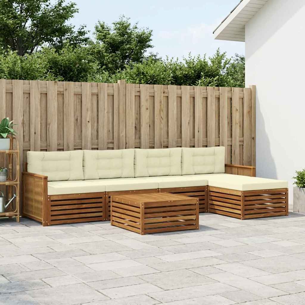 vidaXL Σειρά Καναπέ Εξωτερικού με μαξιλάρι 6 pcs Φυσικό και Κρέμα