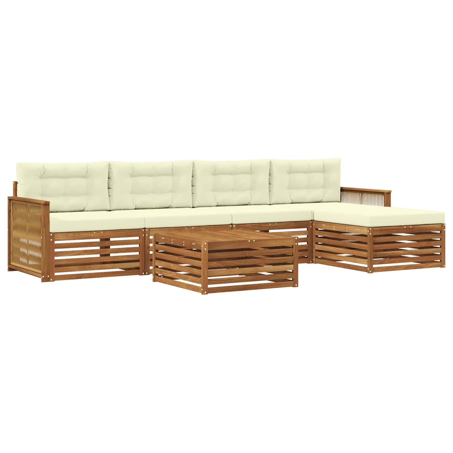 vidaXL Σειρά Καναπέ Εξωτερικού με μαξιλάρι 6 pcs Φυσικό και Κρέμα
