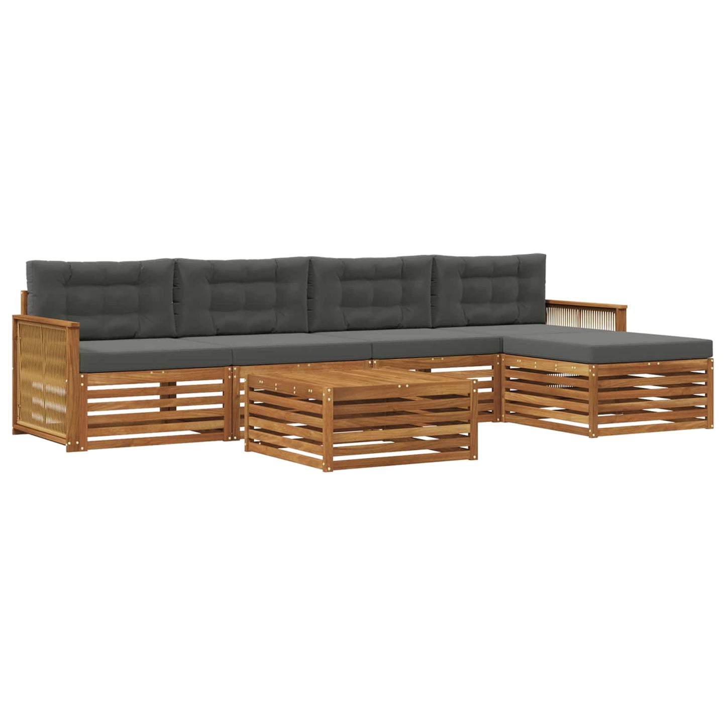 vidaXL Σειρά Καναπέ Εξωτερικού με μαξιλάρι 6 pcs Φυσικό και Ανθρακί
