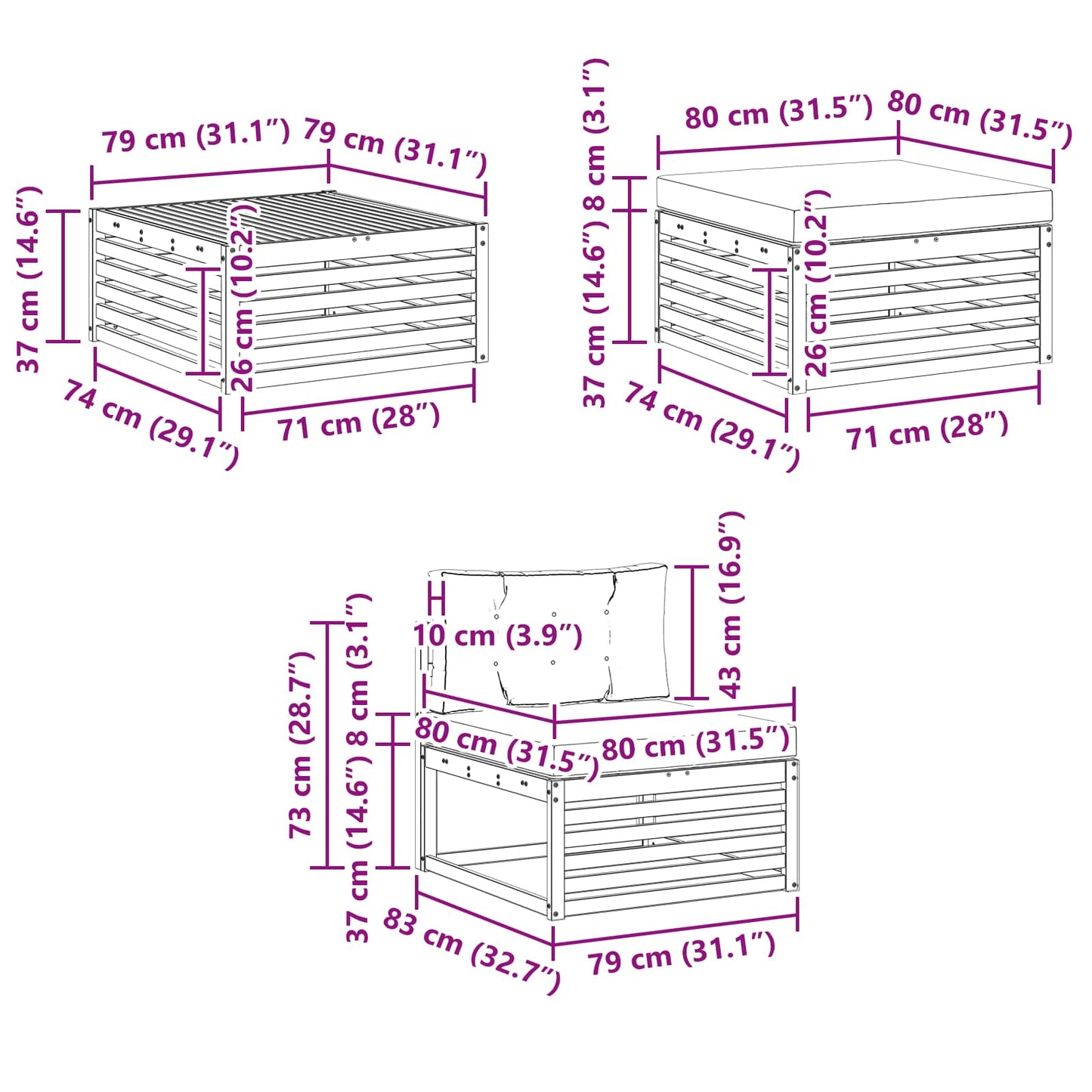vidaXL Σειρά Καναπέ Εξωτερικού με μαξιλάρι 6 pcs Φυσικό και Μπεζ