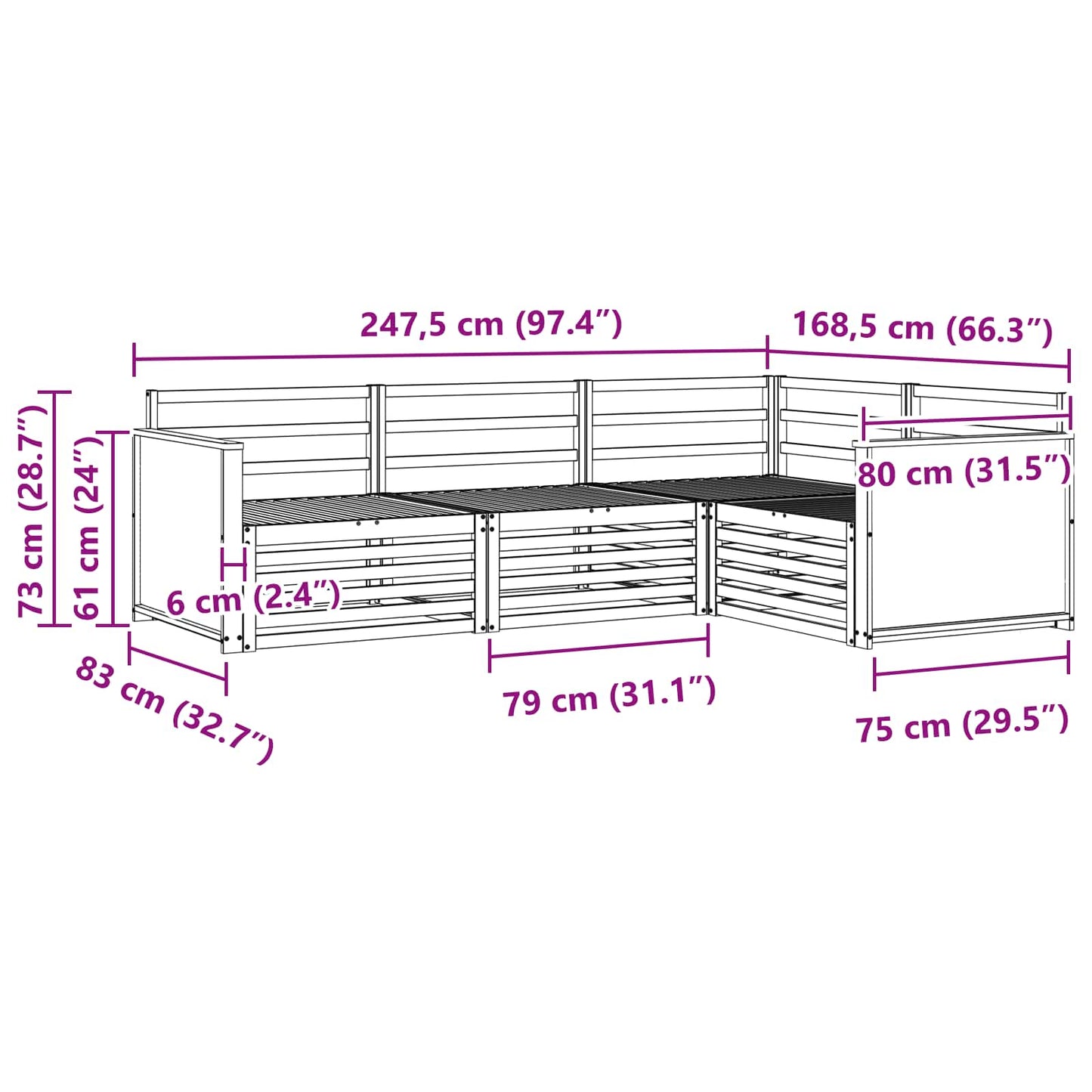 vidaXL Σειρά Καναπέ Εξωτερικού 4 pcs Φυσικό Στερεό Ξύλο Ακακίας