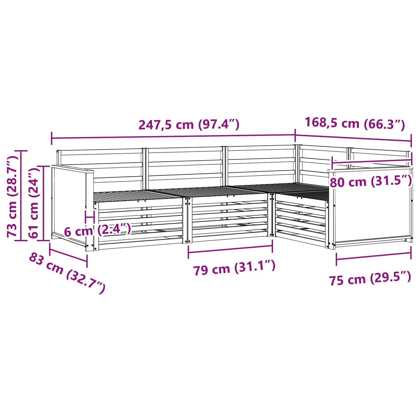 vidaXL Σειρά Καναπέ Εξωτερικού 4 pcs Φυσικό Στερεό Ξύλο Ακακίας