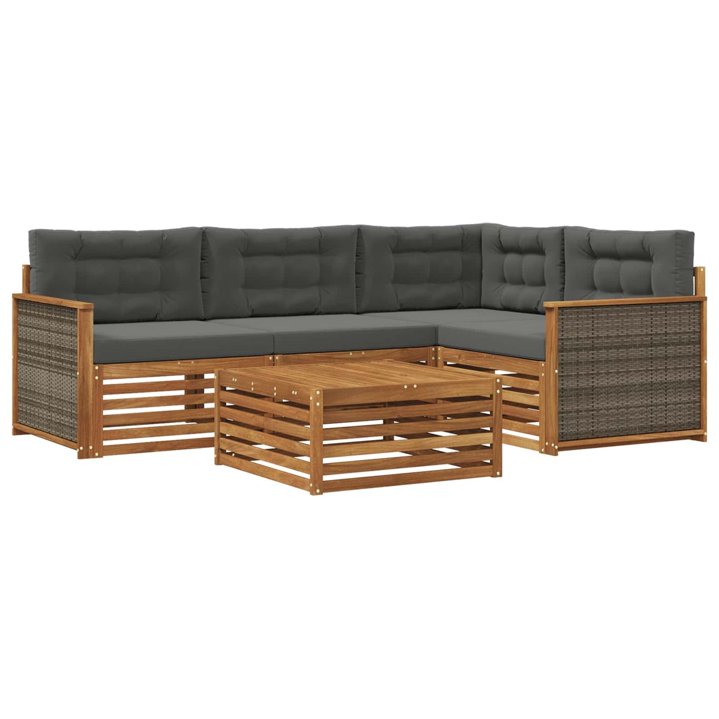 vidaXL Σειρά Καναπέ Εξωτερικού με μαξιλάρι 5 pcs Φυσικό και Ανθρακί