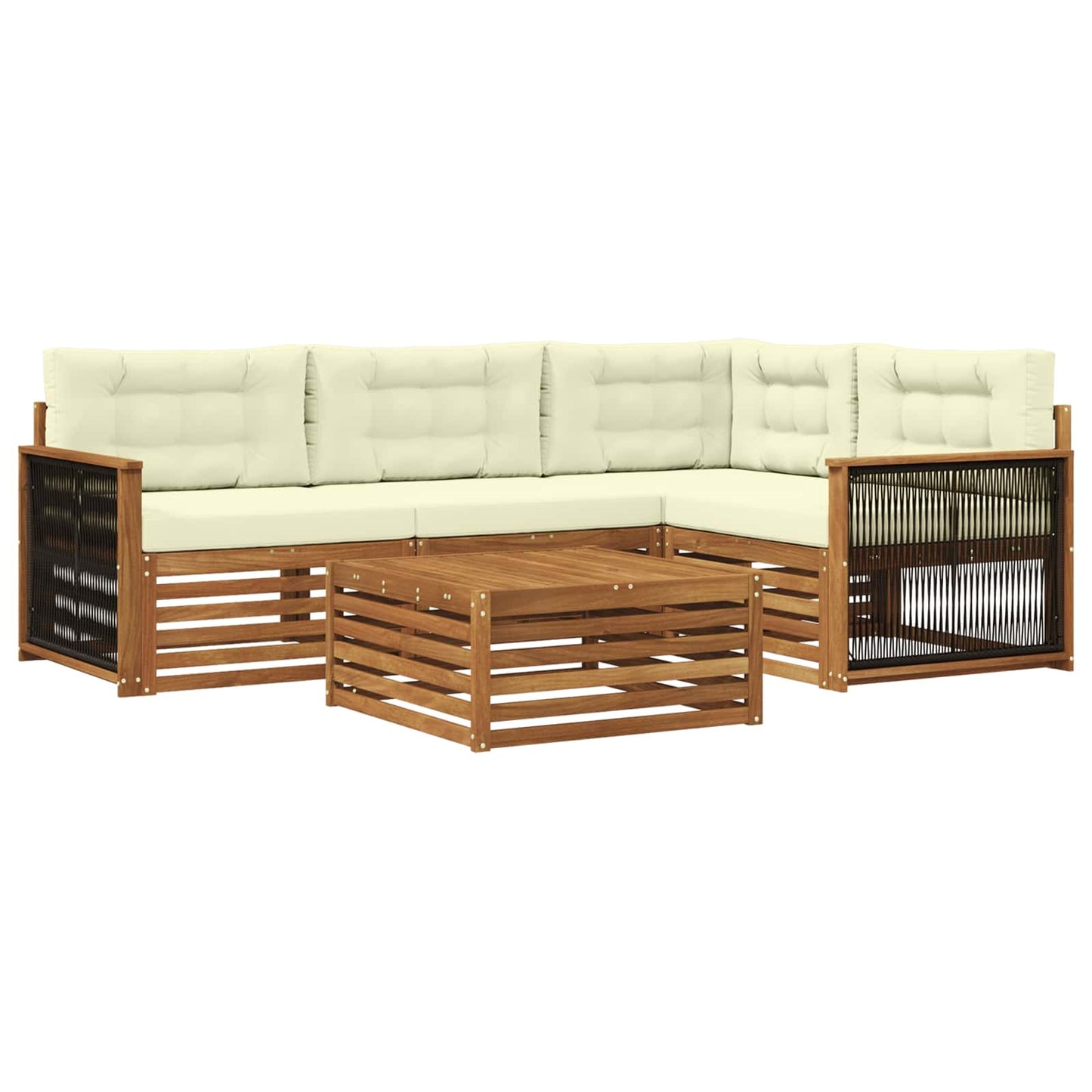 vidaXL Σειρά Καναπέ Εξωτερικού με μαξιλάρι 5 pcs Φυσικό και Κρέμα