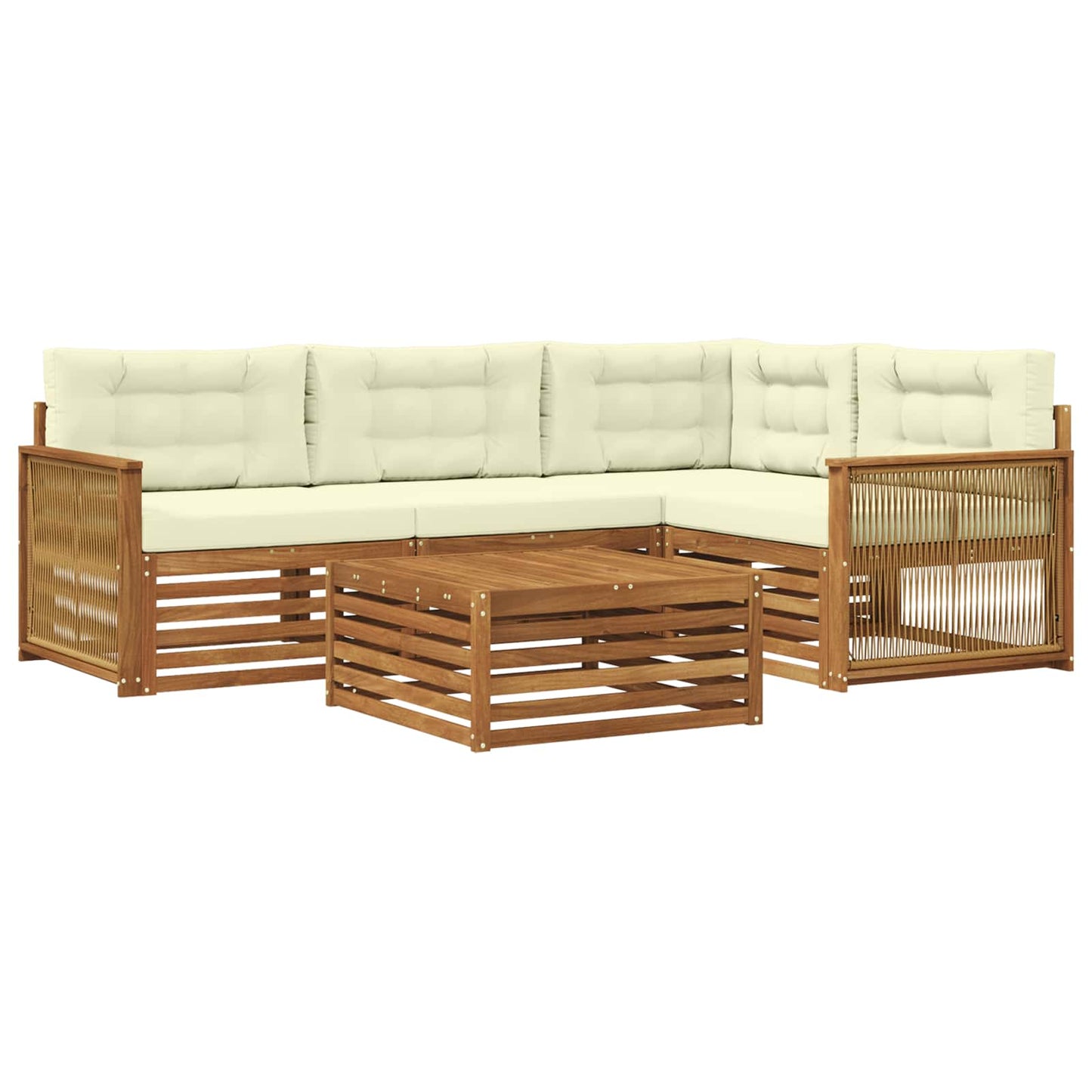 vidaXL Σειρά Καναπέ Εξωτερικού με μαξιλάρι 5 pcs Φυσικό και Κρέμα