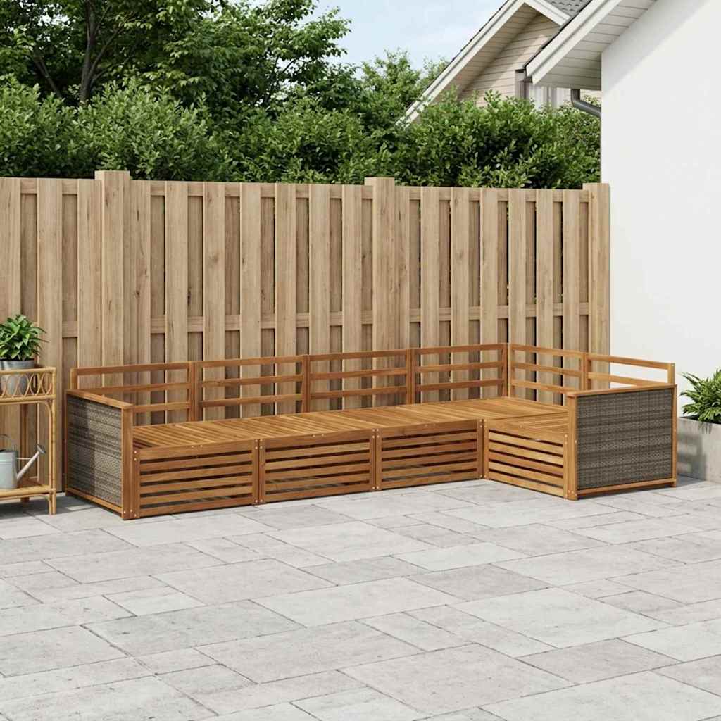 vidaXL Σειρά Καναπέ Εξωτερικού 5 pcs Φυσικό Στερεό Ξύλο Ακακίας