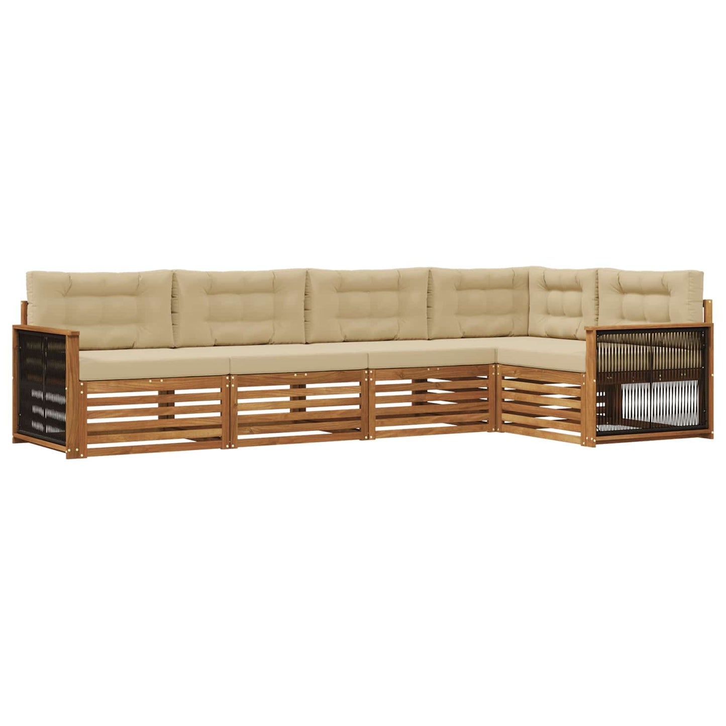 vidaXL Σειρά Καναπέ Εξωτερικού με μαξιλάρι 5 pcs Φυσικό και Μπεζ