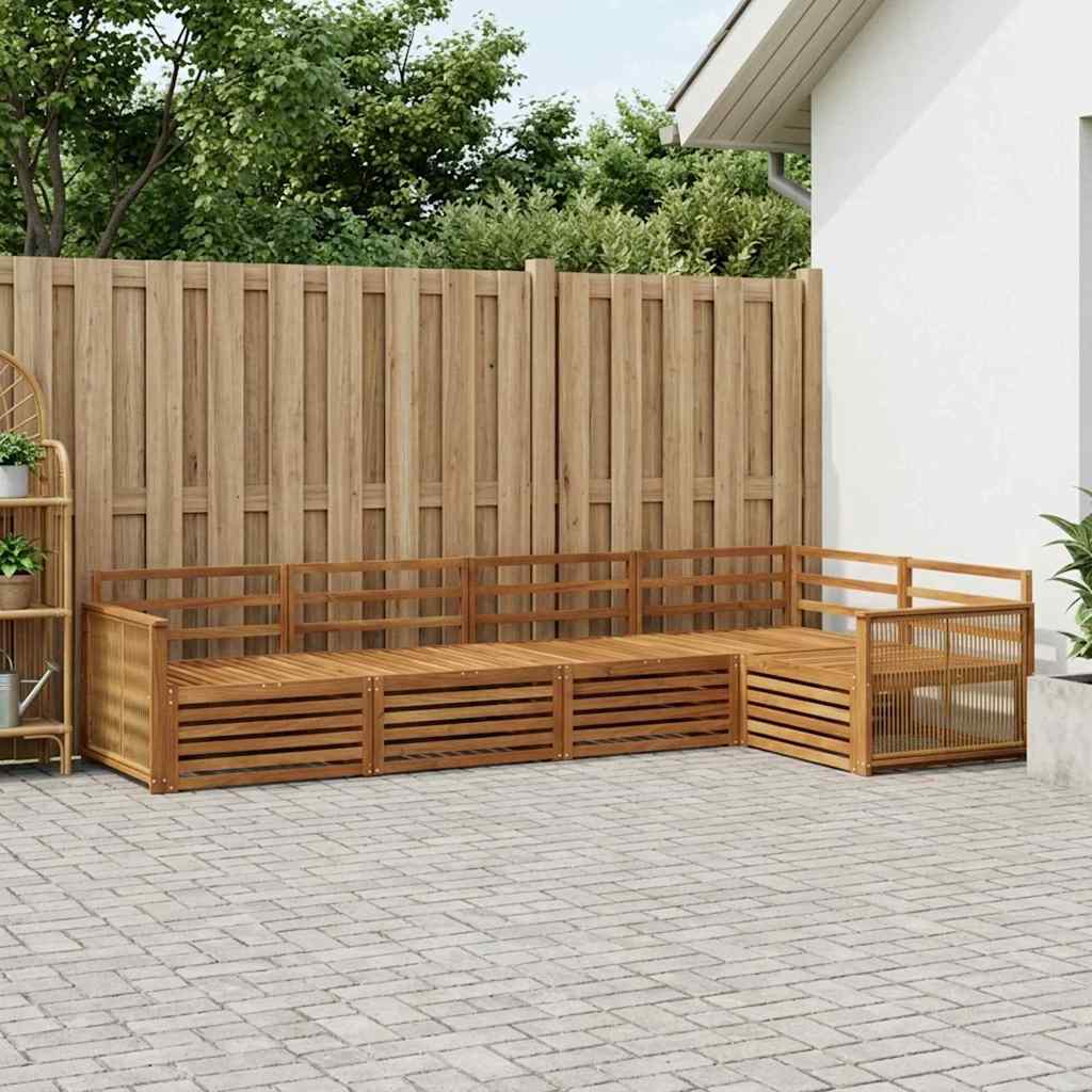 vidaXL Σειρά Καναπέ Εξωτερικού 5 pcs Φυσικό Στερεό Ξύλο Ακακίας
