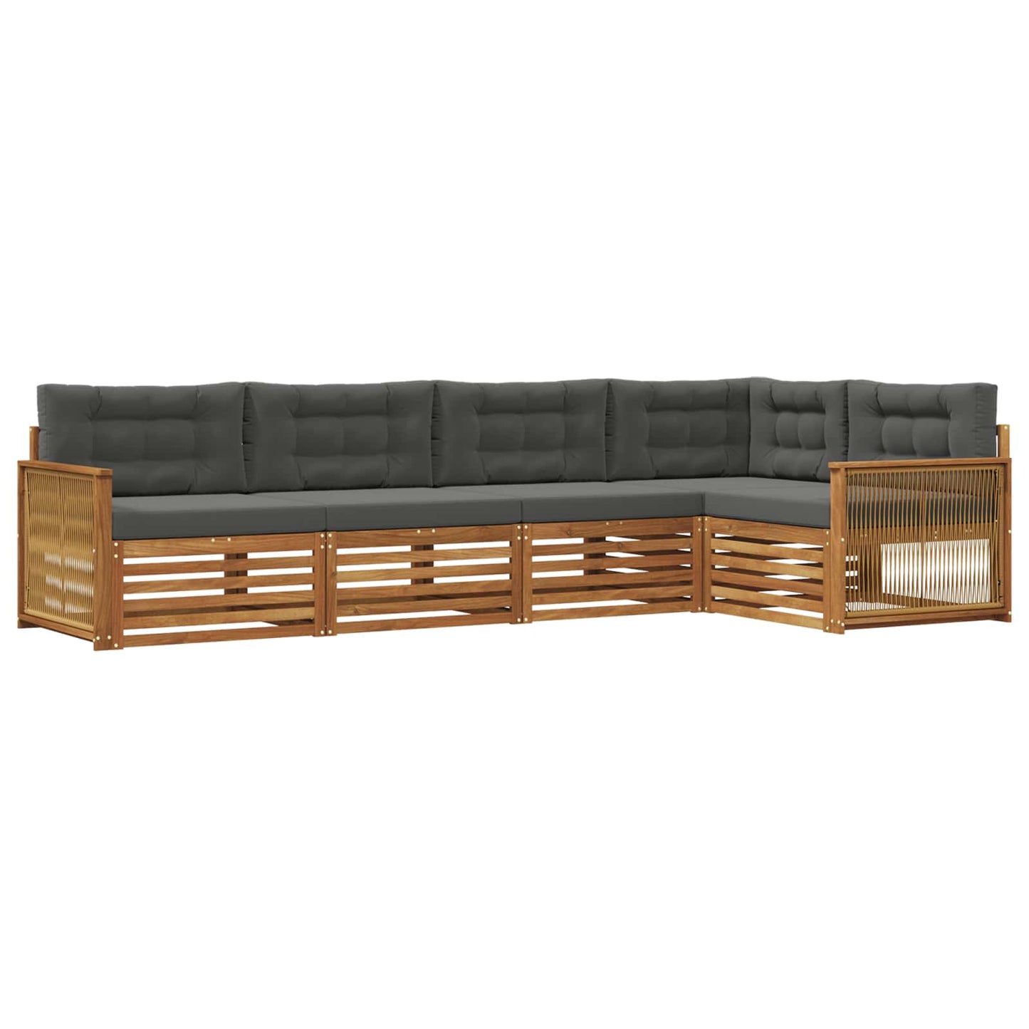 vidaXL Σειρά Καναπέ Εξωτερικού με μαξιλάρι 5 pcs Φυσικό και Ανθρακί