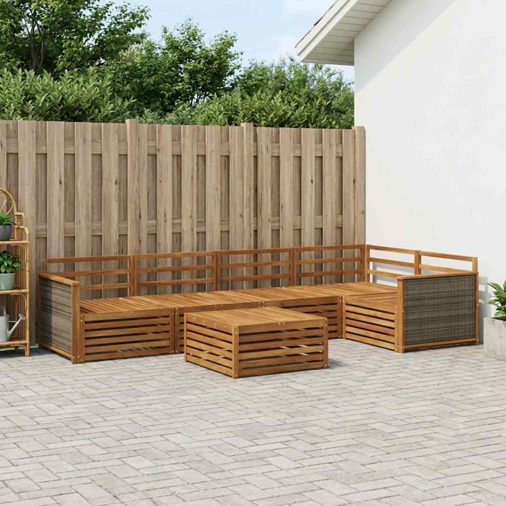 vidaXL Σειρά Καναπέ Εξωτερικού 6 pcs Φυσικό Στερεό Ξύλο Ακακίας