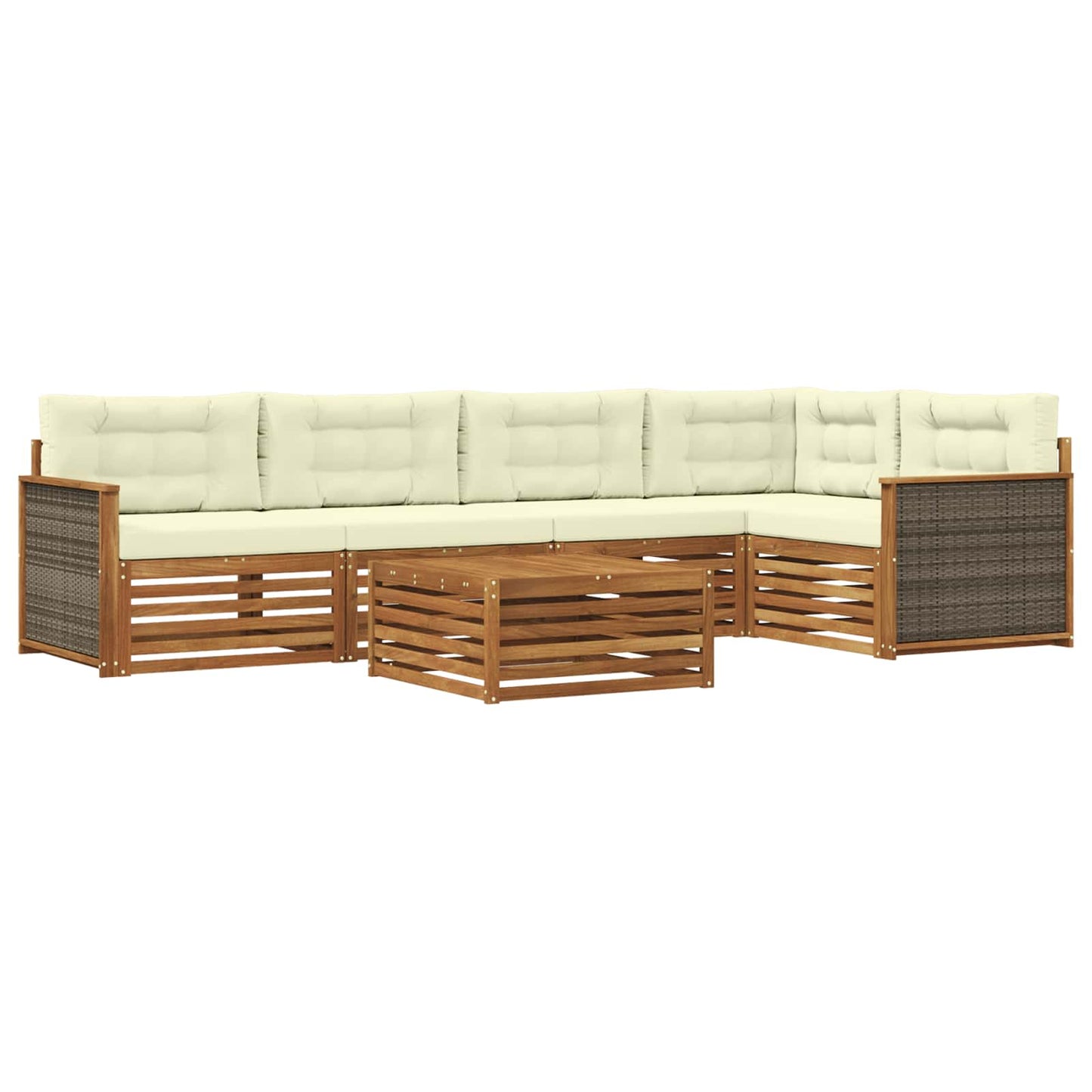 vidaXL Σειρά Καναπέ Εξωτερικού με μαξιλάρι 6 pcs Φυσικό και Κρέμα