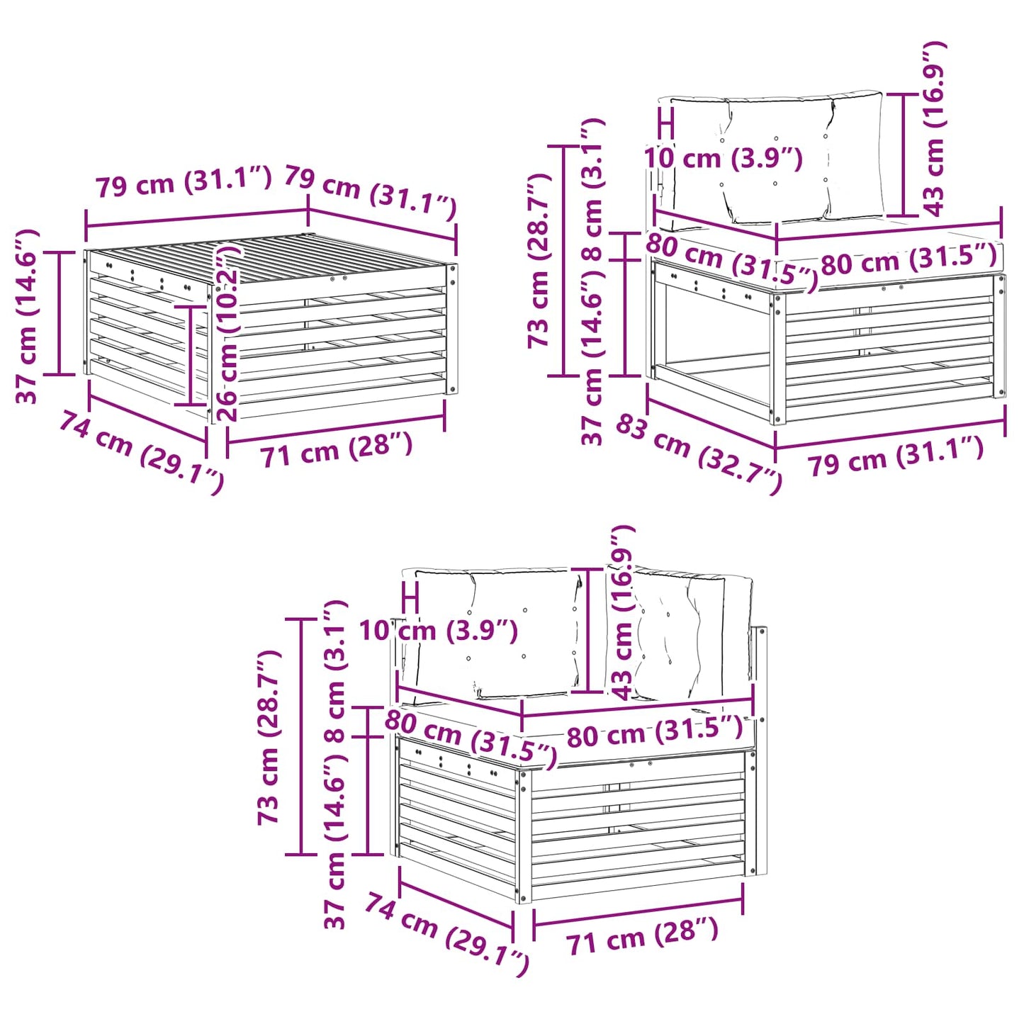 vidaXL Σειρά Καναπέ Εξωτερικού με μαξιλάρι 6 pcs Φυσικό και Μπεζ