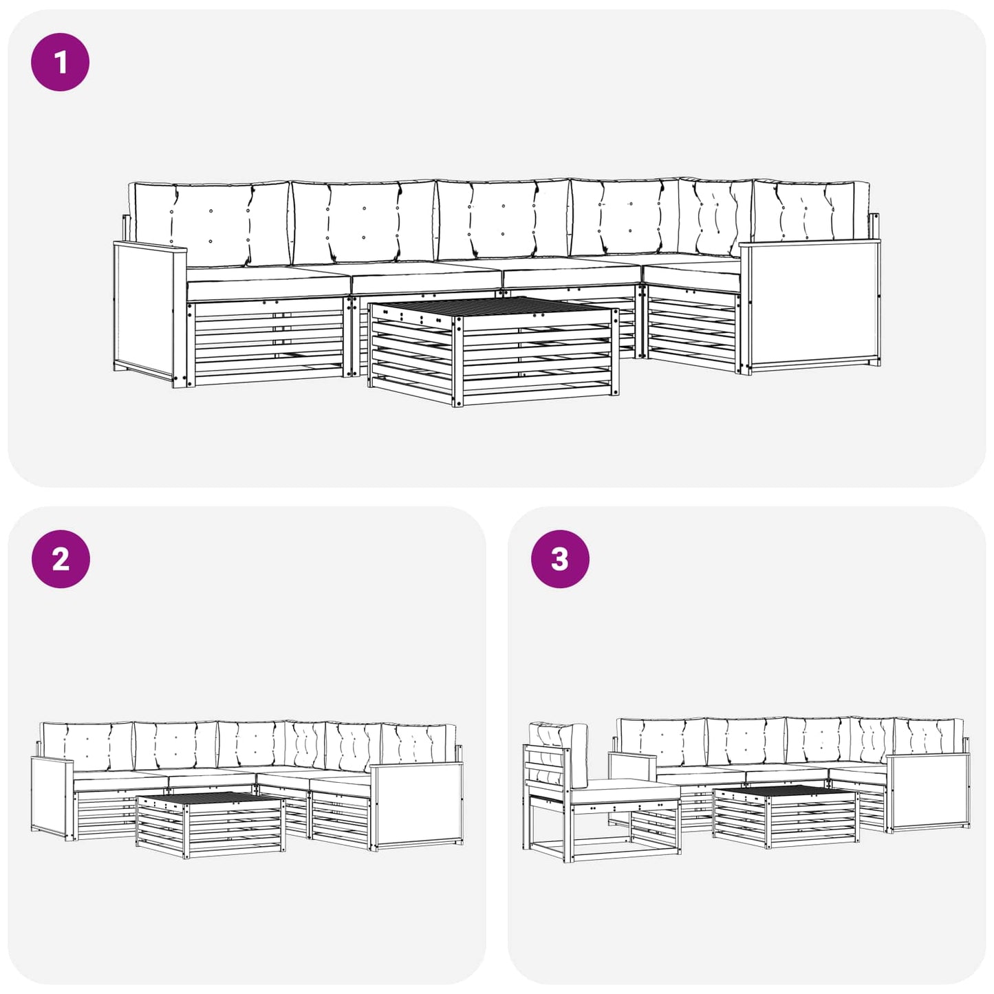 vidaXL Σειρά Καναπέ Εξωτερικού με μαξιλάρι 6 pcs Φυσικό και Μπεζ