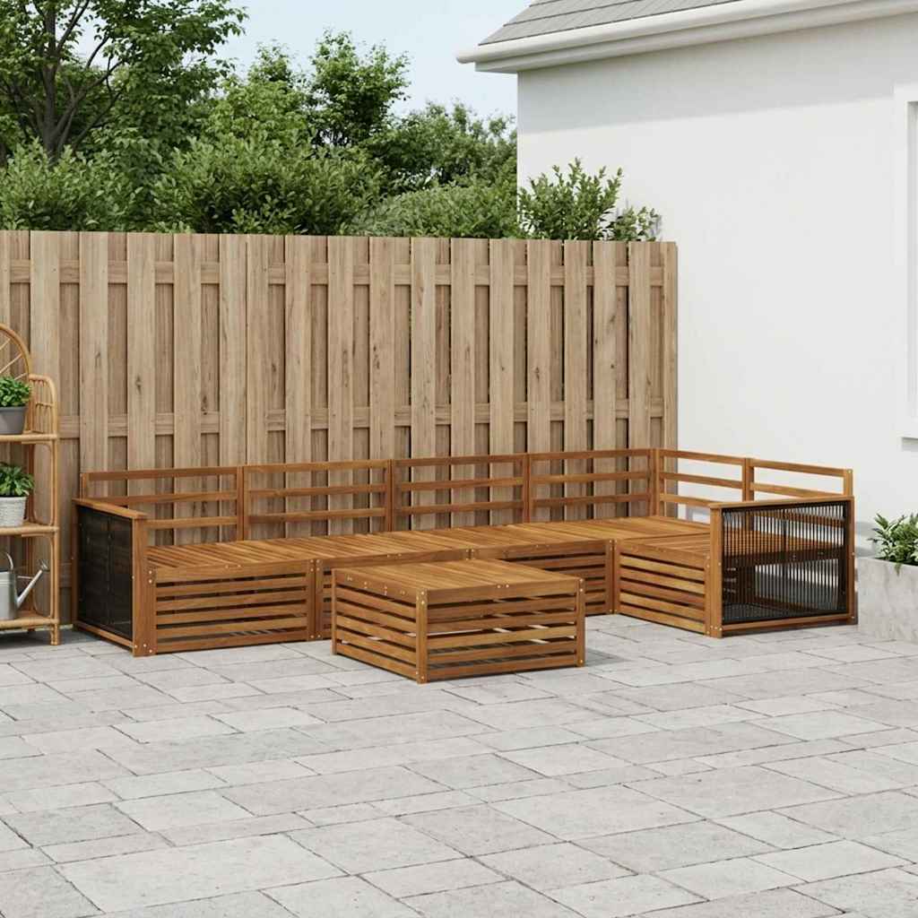 vidaXL Σειρά Καναπέ Εξωτερικού 6 pcs Φυσικό Στερεό Ξύλο Ακακίας