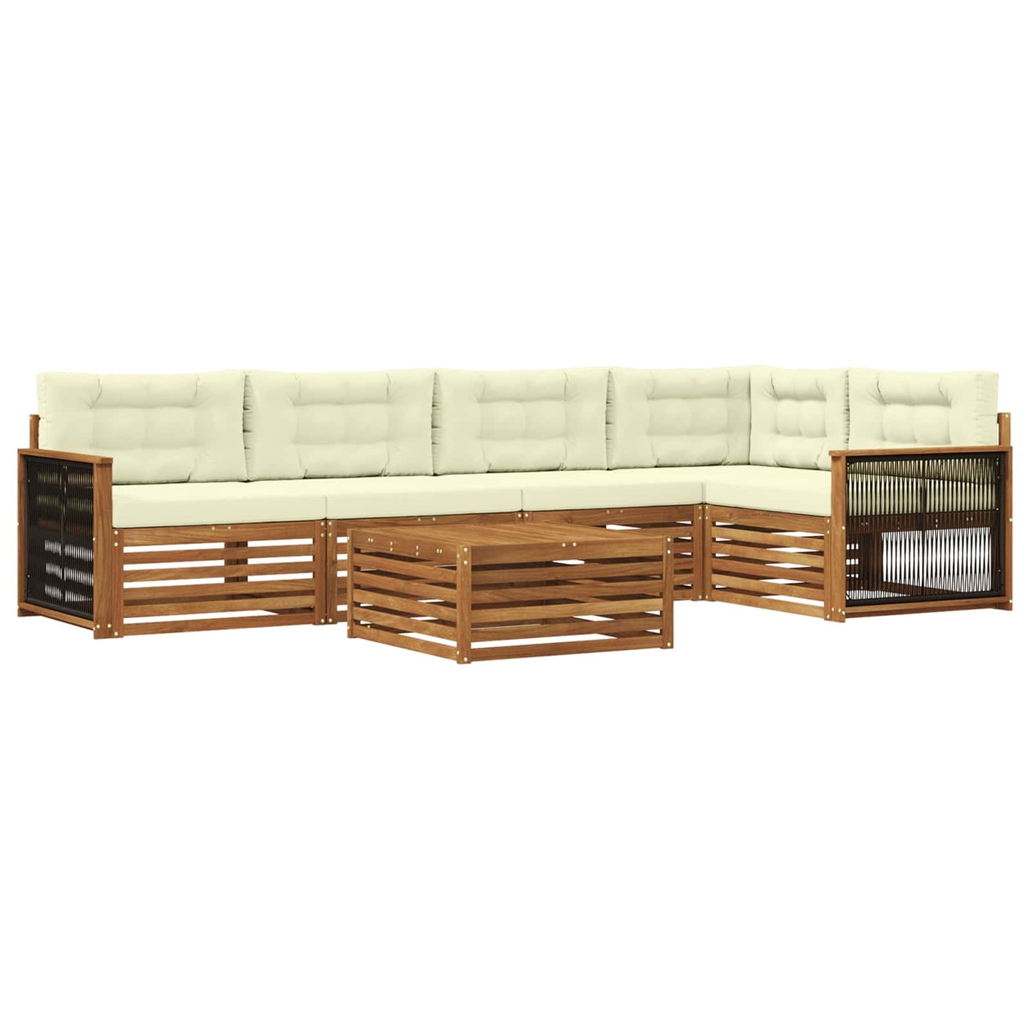 vidaXL Σειρά Καναπέ Εξωτερικού με μαξιλάρι 6 pcs Φυσικό και Κρέμα