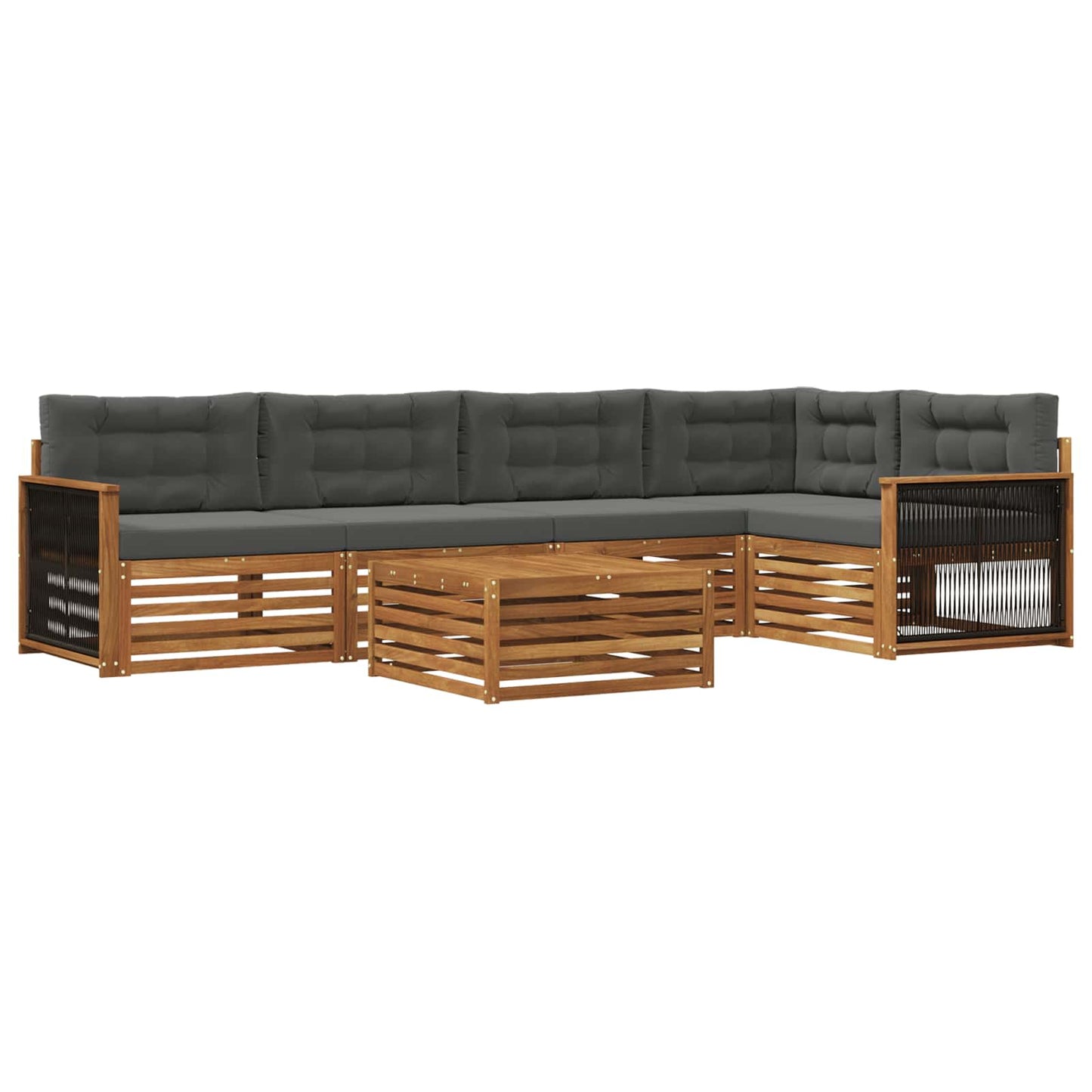 vidaXL Σειρά Καναπέ Εξωτερικού με μαξιλάρι 6 pcs Φυσικό και Ανθρακί
