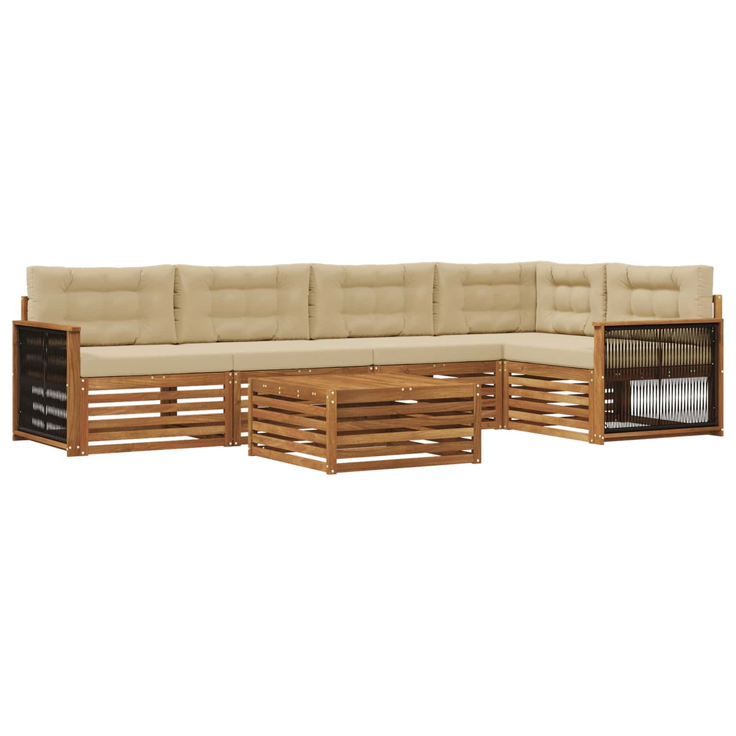 vidaXL Σειρά Καναπέ Εξωτερικού με μαξιλάρι 6 pcs Φυσικό και Μπεζ
