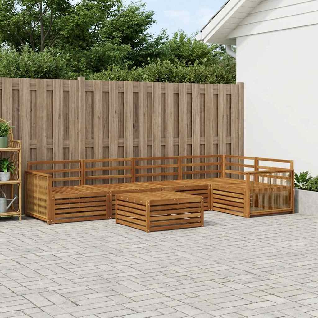 vidaXL Σειρά Καναπέ Εξωτερικού 6 pcs Φυσικό Στερεό Ξύλο Ακακίας