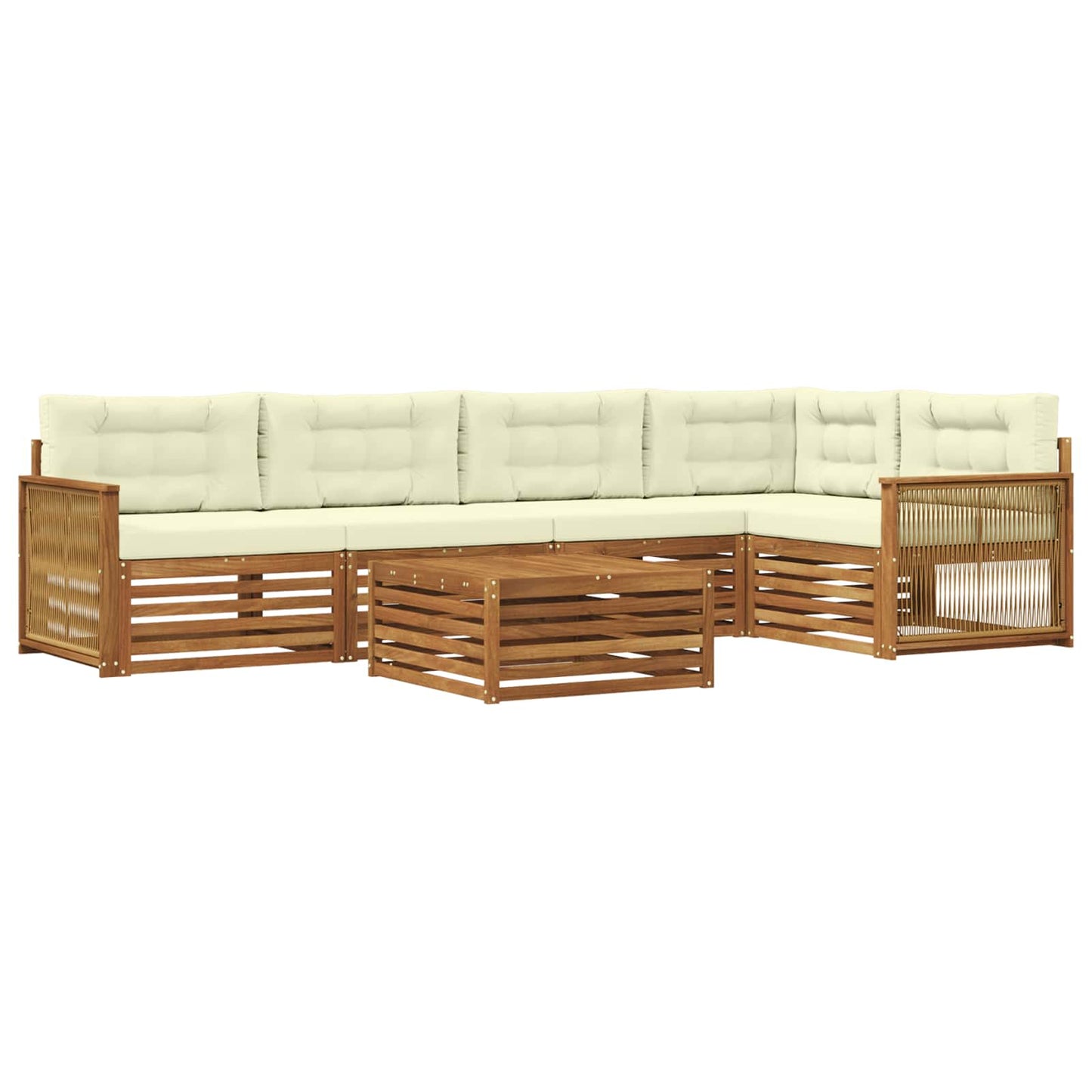 vidaXL Σειρά Καναπέ Εξωτερικού με μαξιλάρι 6 pcs Φυσικό και Κρέμα