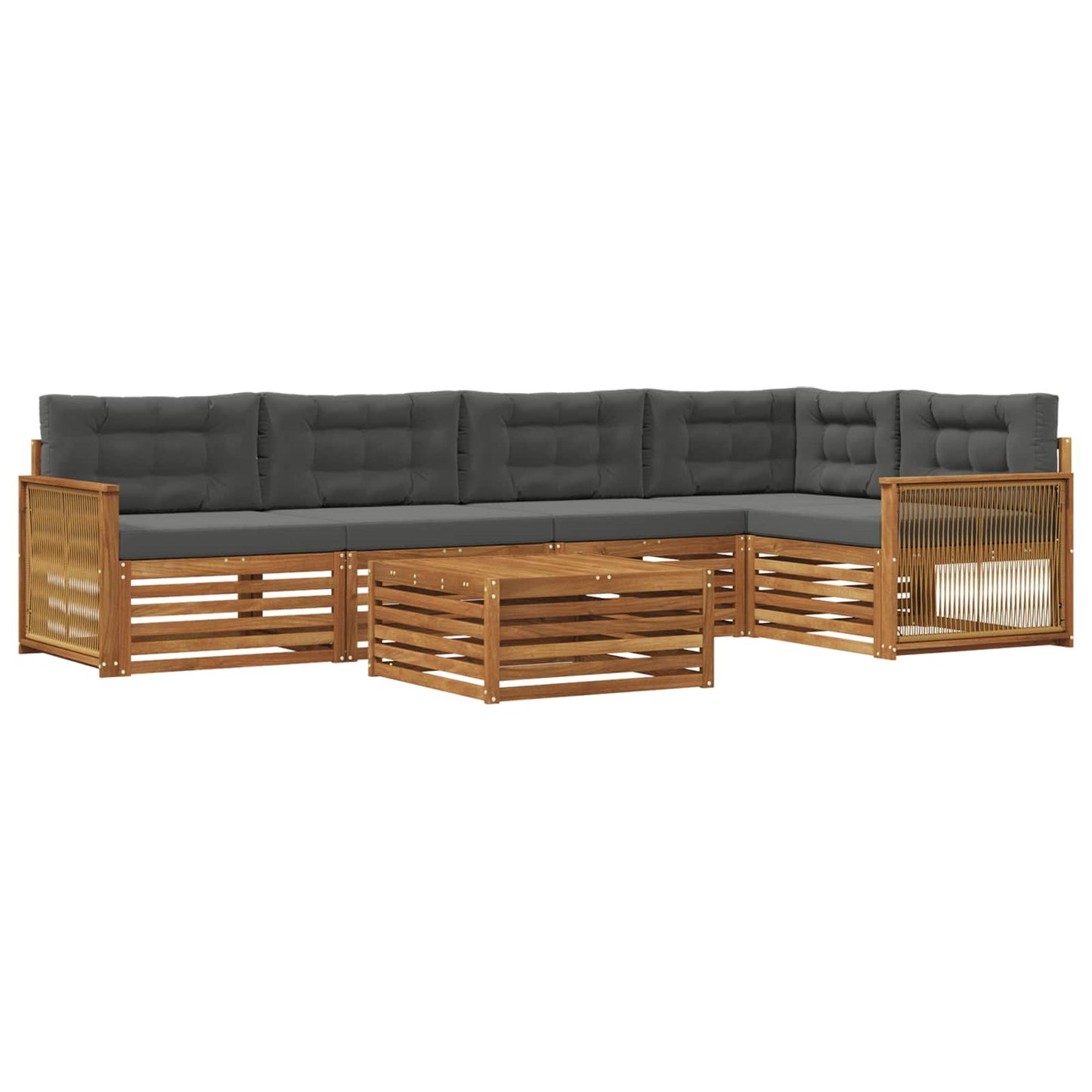 vidaXL Σειρά Καναπέ Εξωτερικού με μαξιλάρι 6 pcs Φυσικό και Ανθρακί