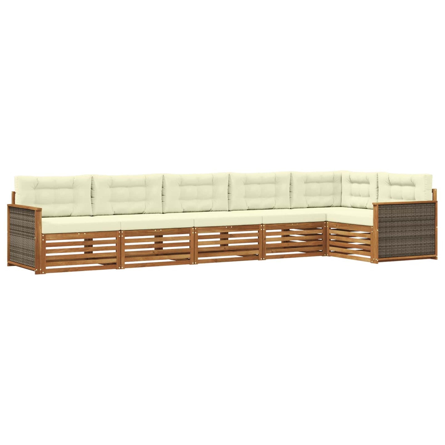 vidaXL Σειρά Καναπέ Εξωτερικού με μαξιλάρι 6 pcs Φυσικό και Κρέμα