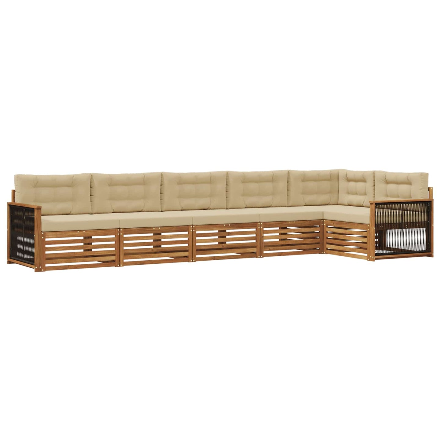 vidaXL Σειρά Καναπέ Εξωτερικού με μαξιλάρι 6 pcs Φυσικό και Μπεζ
