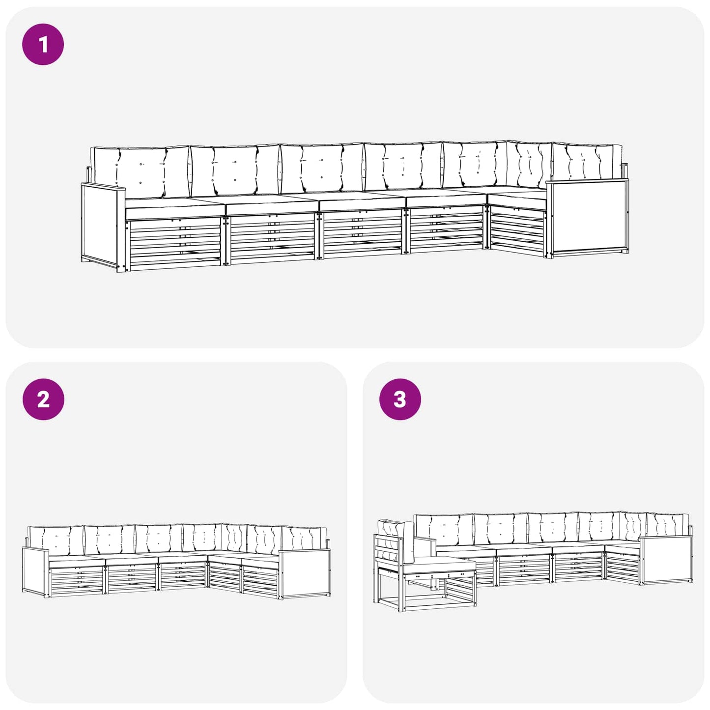 vidaXL Σειρά Καναπέ Εξωτερικού με μαξιλάρι 6 pcs Φυσικό και Μπεζ