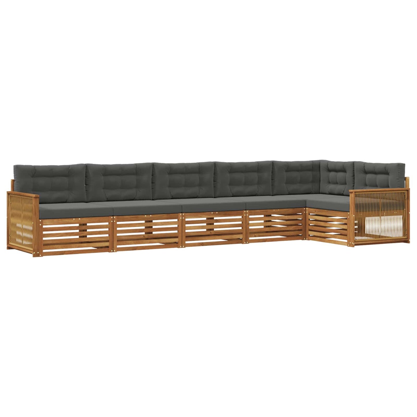 vidaXL Σειρά Καναπέ Εξωτερικού με μαξιλάρι 6 pcs Φυσικό και Ανθρακί