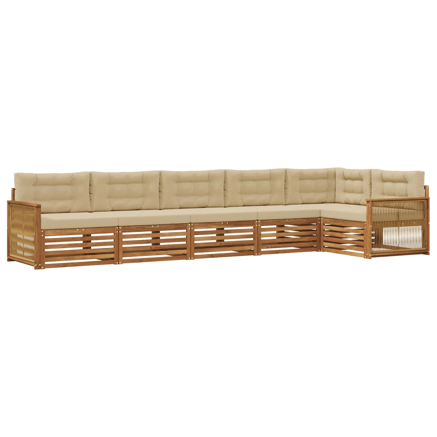 vidaXL Σειρά Καναπέ Εξωτερικού με μαξιλάρι 6 pcs Φυσικό και Μπεζ