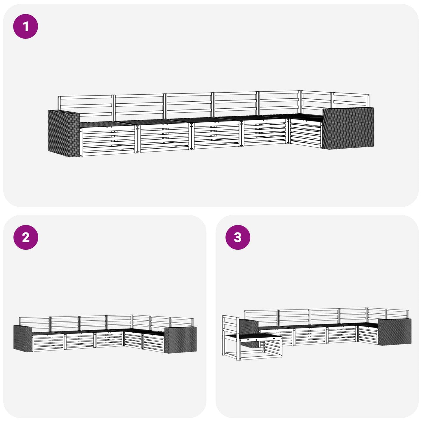 vidaXL Σειρά Καναπέ Εξωτερικού 6 τμχ. Φυσικό Στερεό Ξύλο Ακακίας