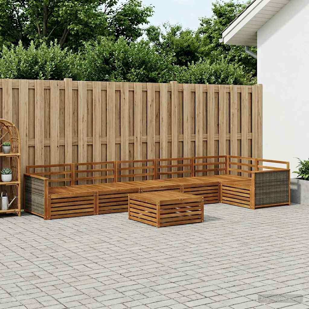 vidaXL Σειρά Καναπέ Εξωτερικού 7 pcs Φυσικό Στερεό Ξύλο Ακακίας