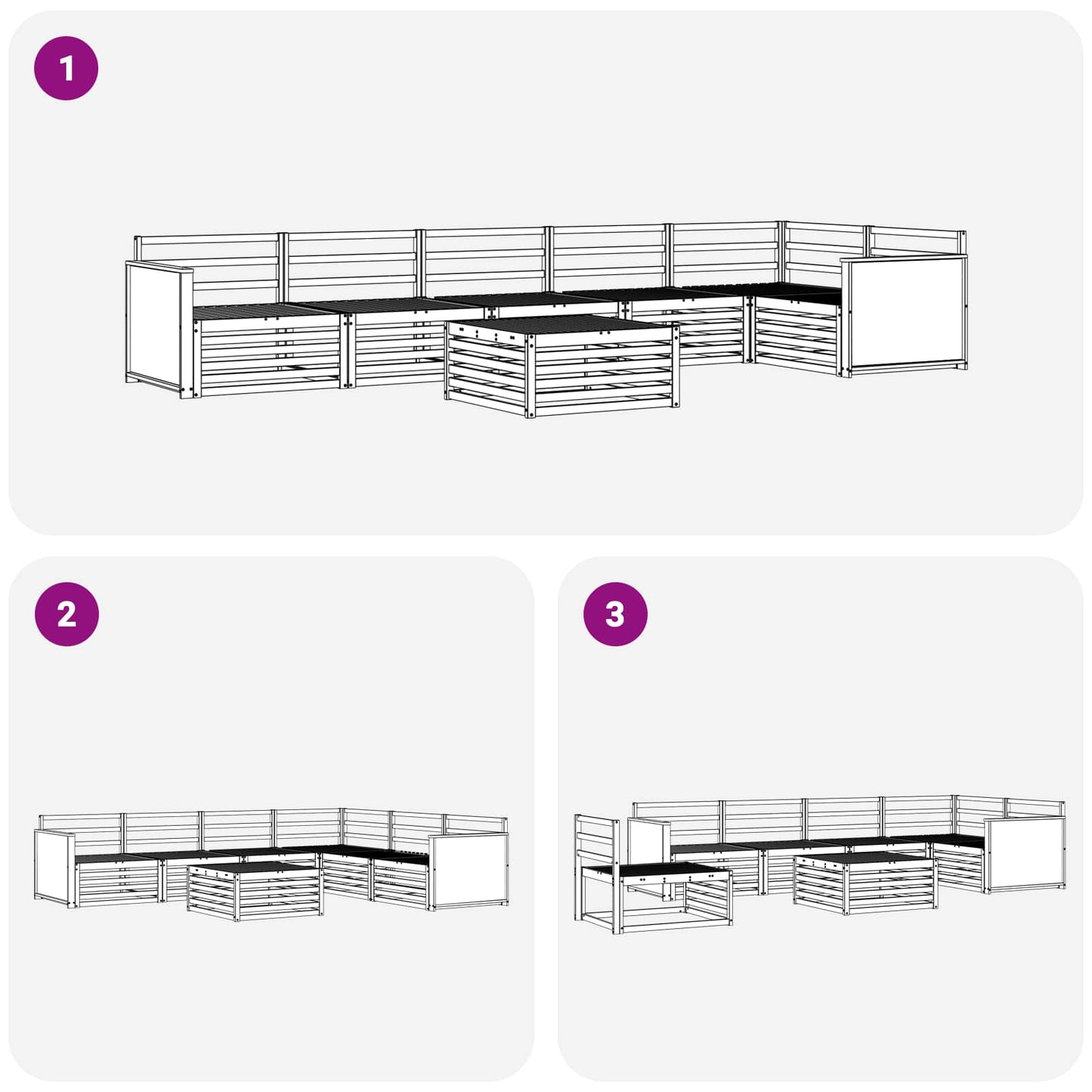 vidaXL Σειρά Καναπέ Εξωτερικού 7 pcs Φυσικό Στερεό Ξύλο Ακακίας