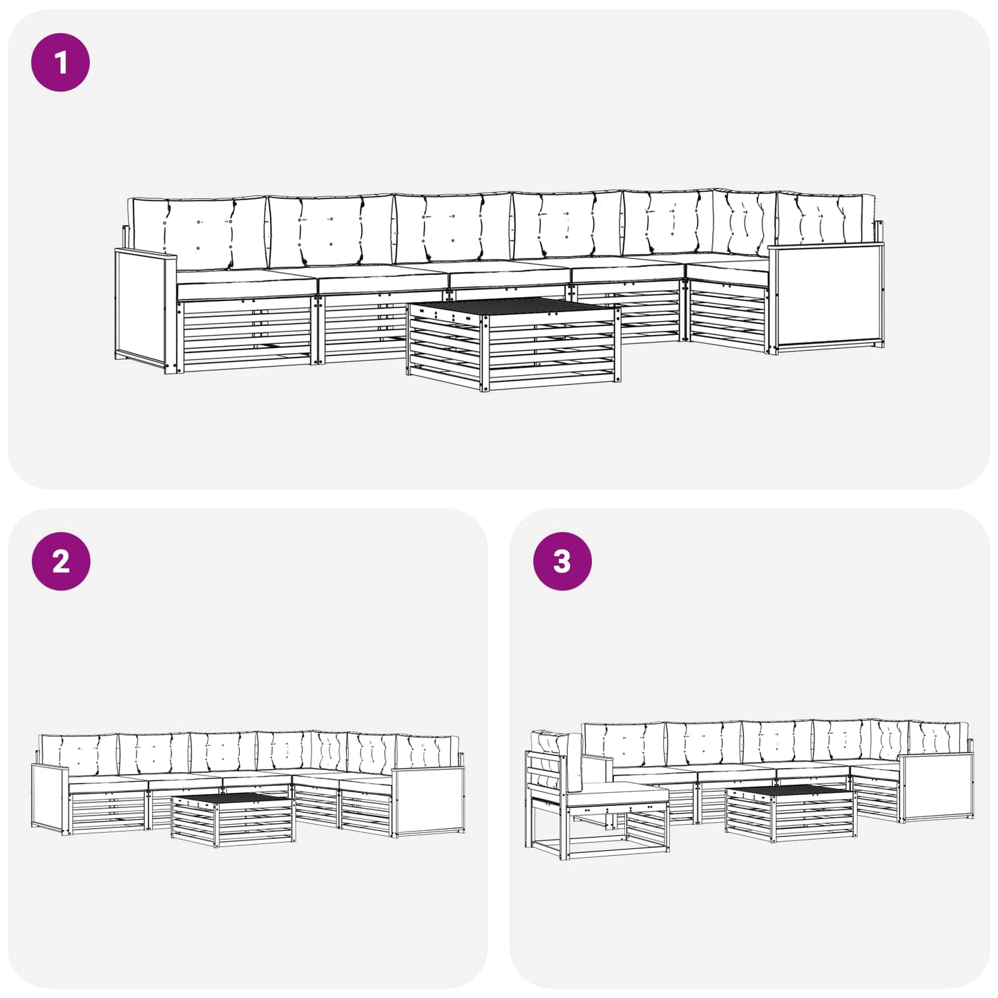 vidaXL Σειρά Καναπέ Εξωτερικού με μαξιλάρι 7 pcs Φυσικό και Μπεζ