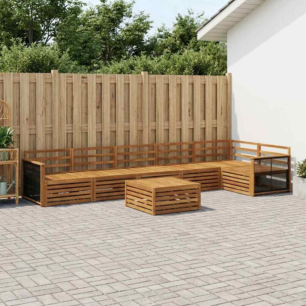 vidaXL Σειρά Καναπέ Εξωτερικού 7 pcs Φυσικό Στερεό Ξύλο Ακακίας
