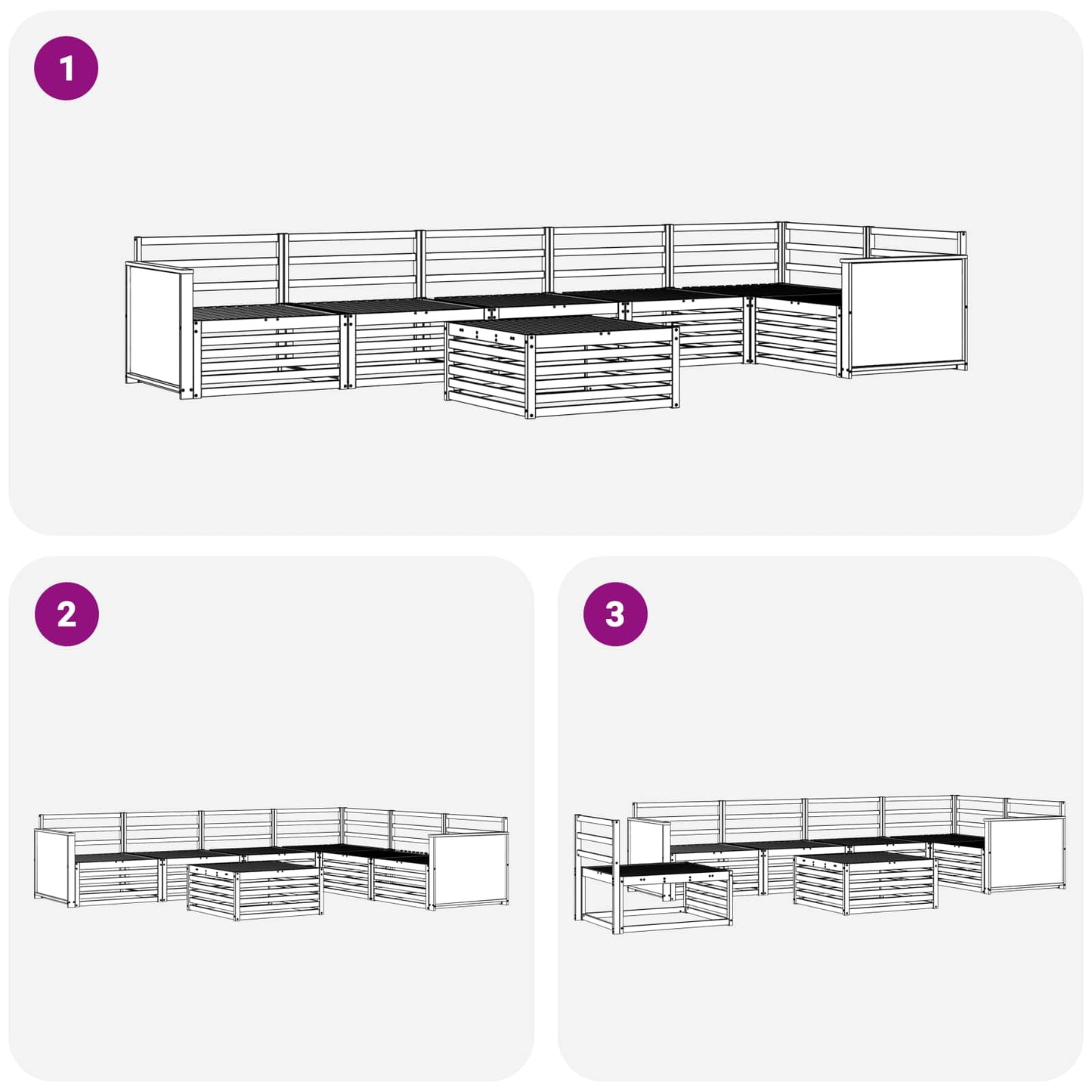 vidaXL Σειρά Καναπέ Εξωτερικού 7 pcs Φυσικό Στερεό Ξύλο Ακακίας