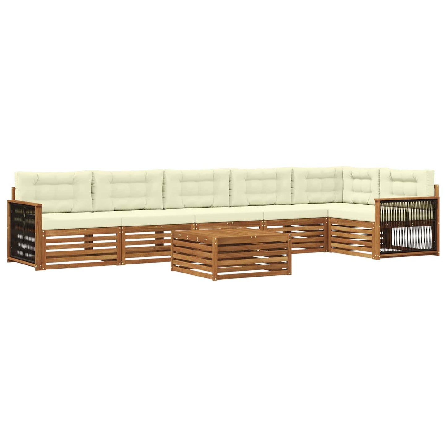 vidaXL Σειρά Καναπέ Εξωτερικού με μαξιλάρι 7 pcs Φυσικό και Κρέμα