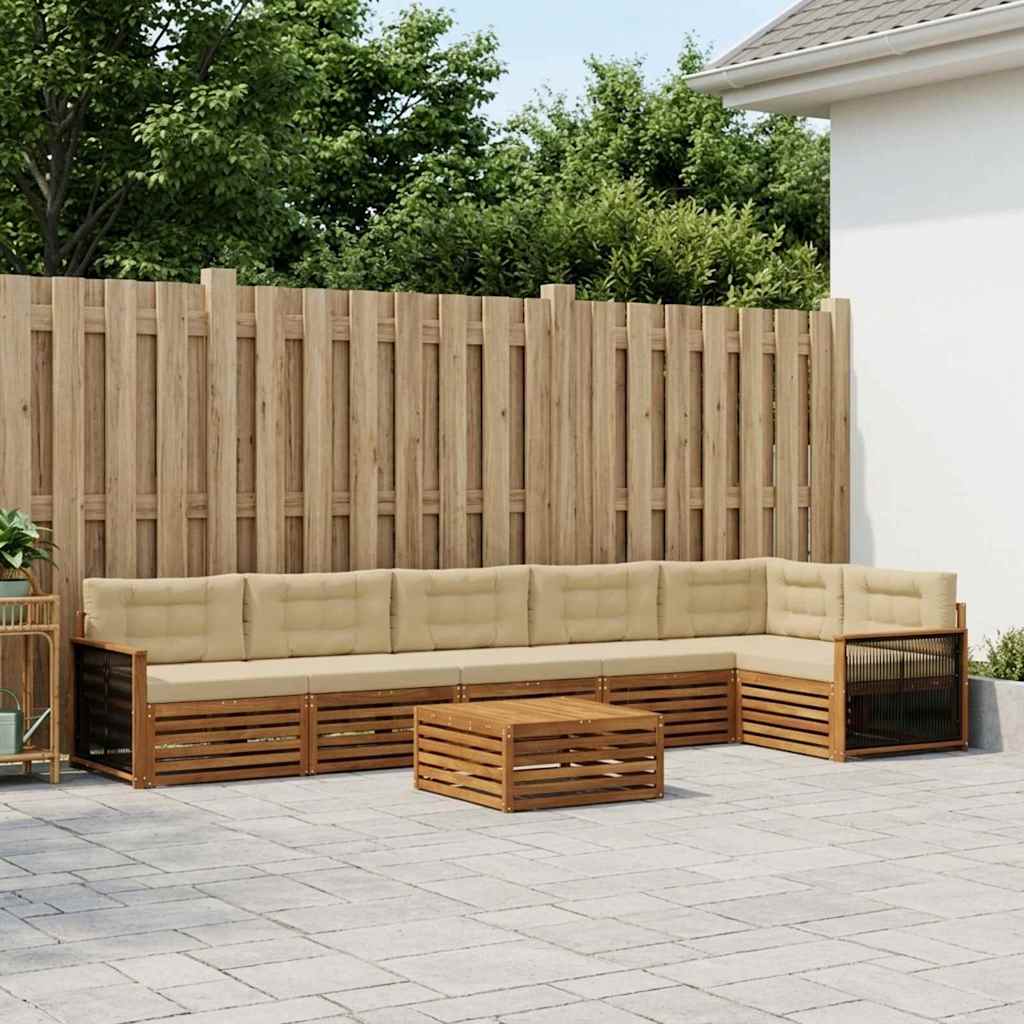 vidaXL Σειρά Καναπέ Εξωτερικού με μαξιλάρι 7 pcs Φυσικό και Μπεζ