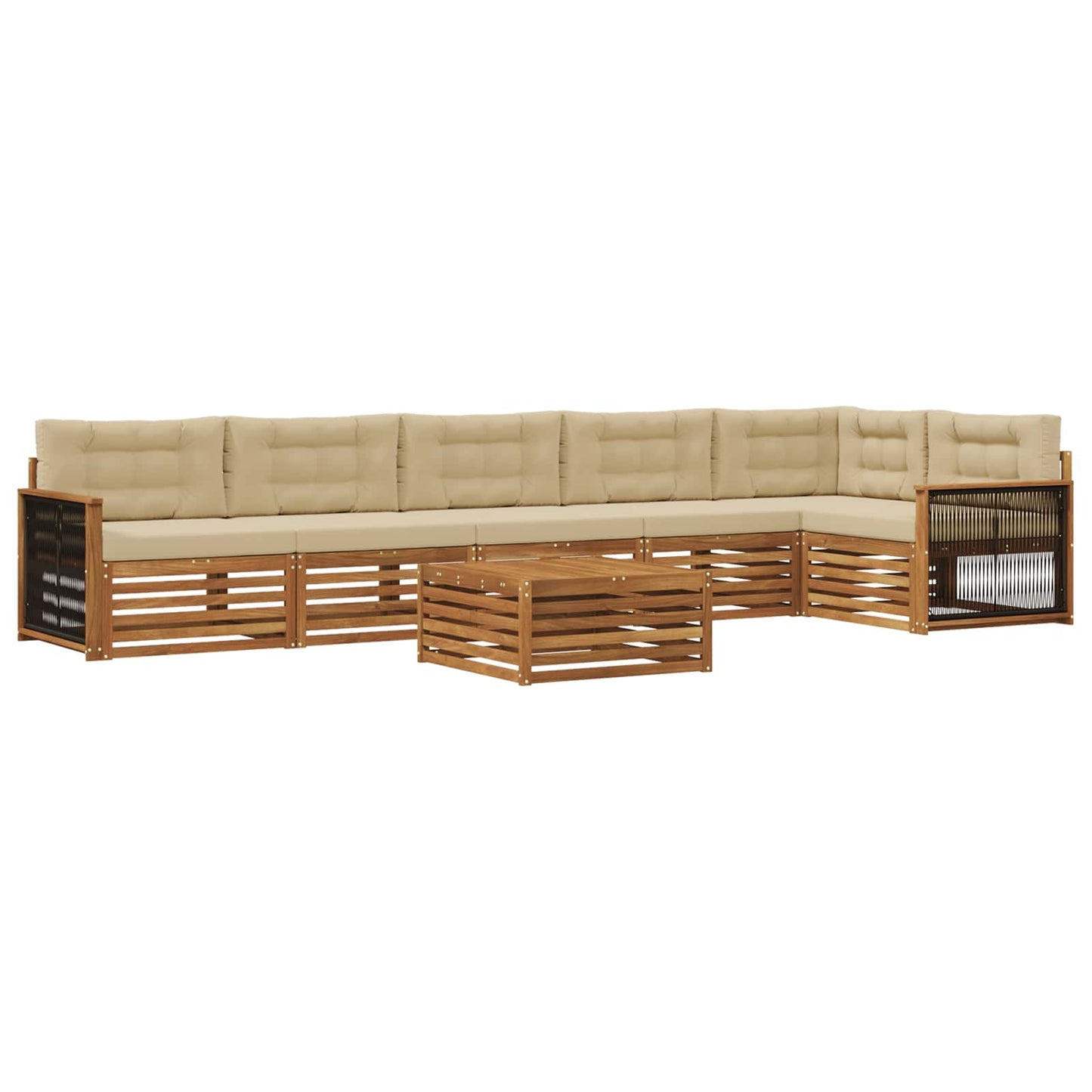 vidaXL Σειρά Καναπέ Εξωτερικού με μαξιλάρι 7 pcs Φυσικό και Μπεζ