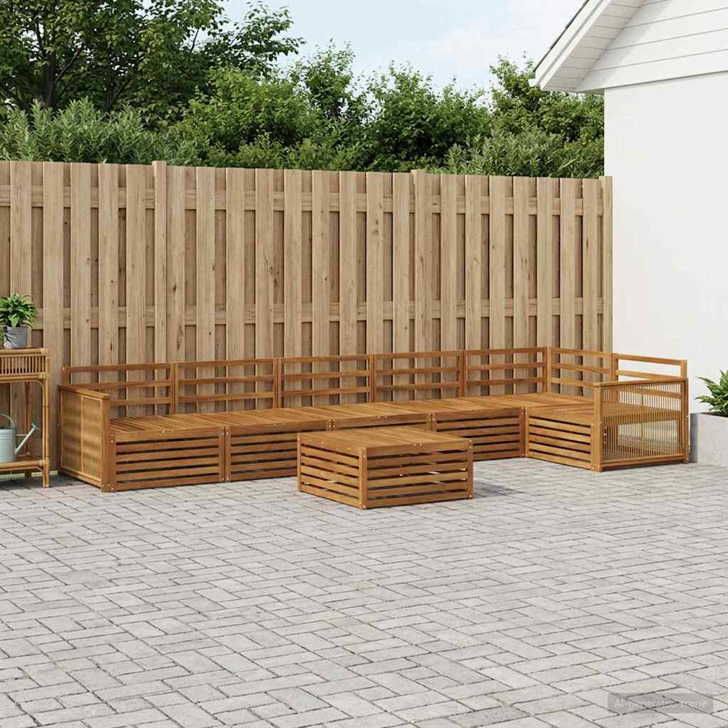 vidaXL Σειρά Καναπέ Εξωτερικού 7 pcs Φυσικό Στερεό Ξύλο Ακακίας