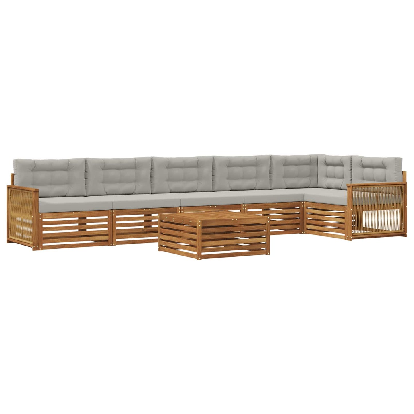 vidaXL Σειρά Καναπέ Εξωτερικού 7 pcs Φυσικό και Ανοιχτό Γκρι