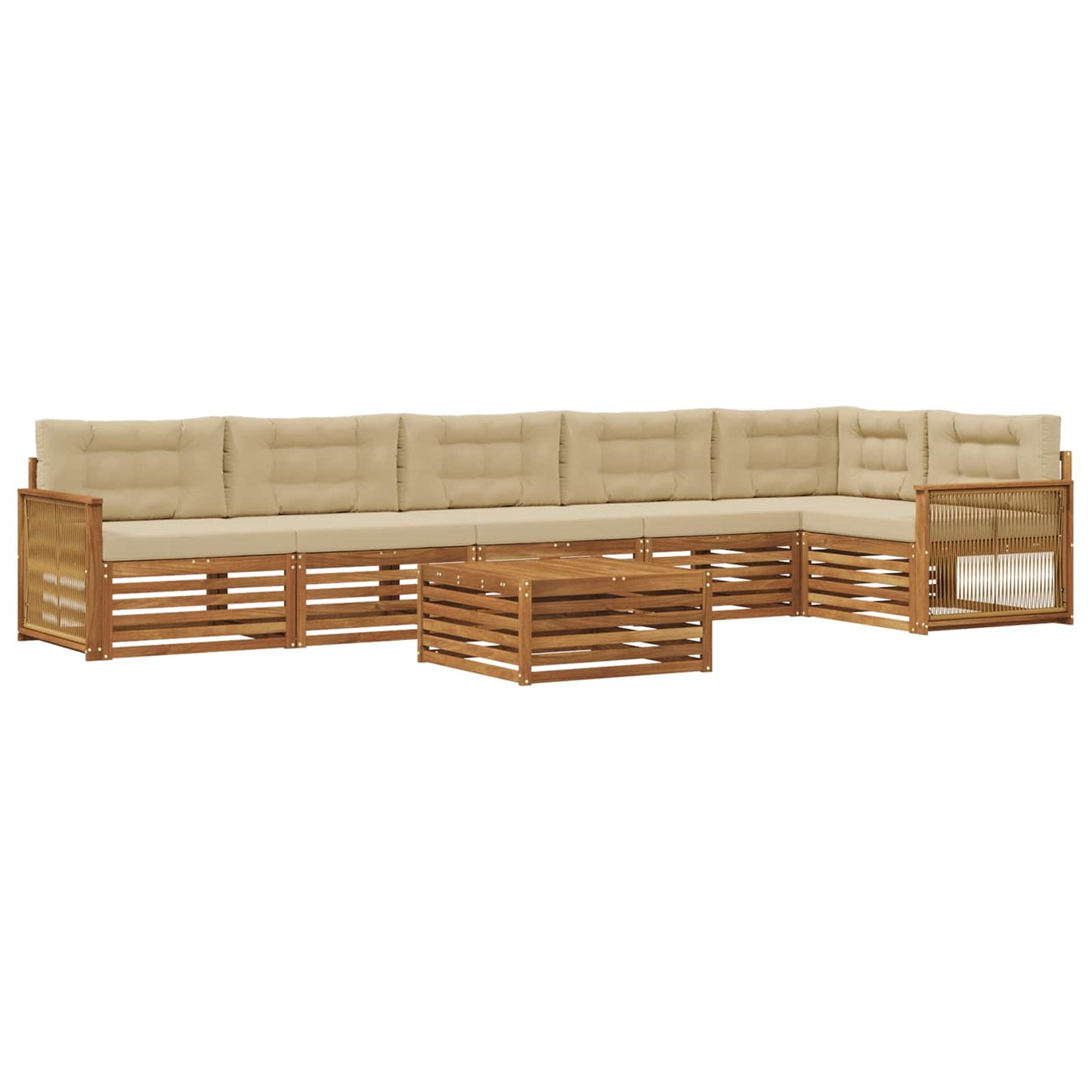 vidaXL Σειρά Καναπέ Εξωτερικού με μαξιλάρι 7 pcs Φυσικό και Μπεζ