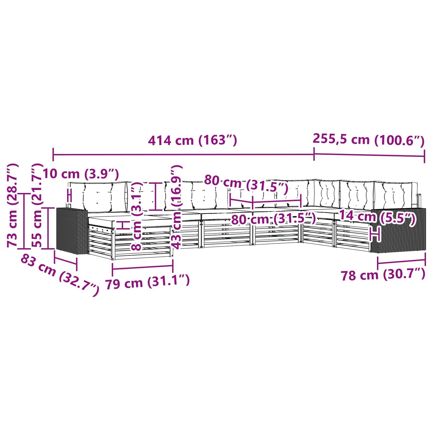 vidaXL Σειρά Καναπέ Εξωτερικού 8 τμχ. Φυσικό και Ανοιχτό Γκρι
