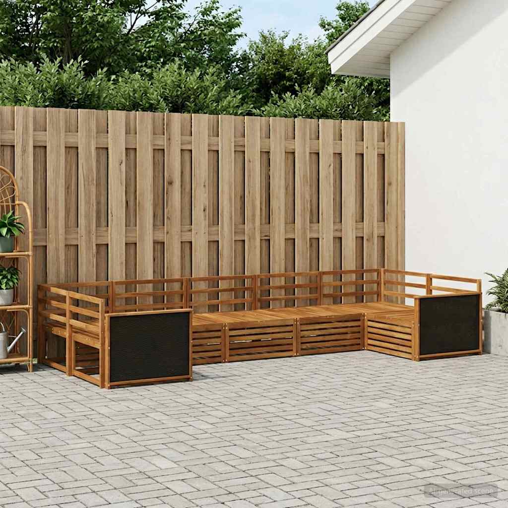 vidaXL Σειρά Καναπέ Εξωτερικού 7 τμχ. Φυσικό Στερεό Ξύλο Ακακίας