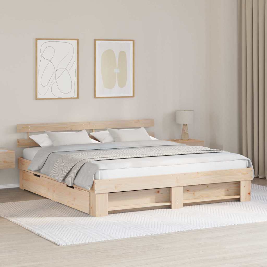 vidaXL Σκελετός Κρεβατιού Καφέ 180 x 200 cm Στερεά ξυλεία πεύκου